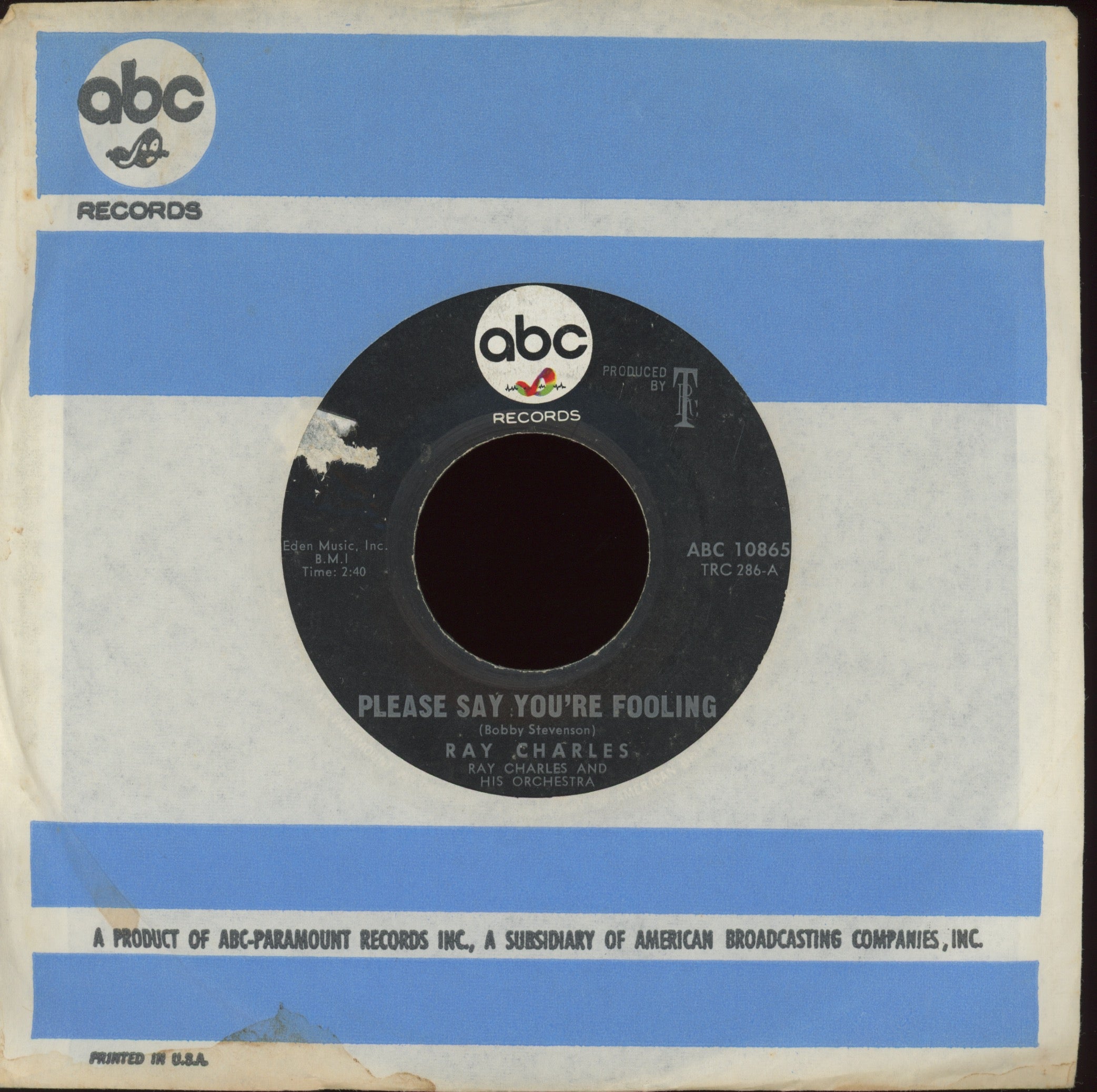 Ray Charles - I Don't Need No Doctor on ABC R&B 45