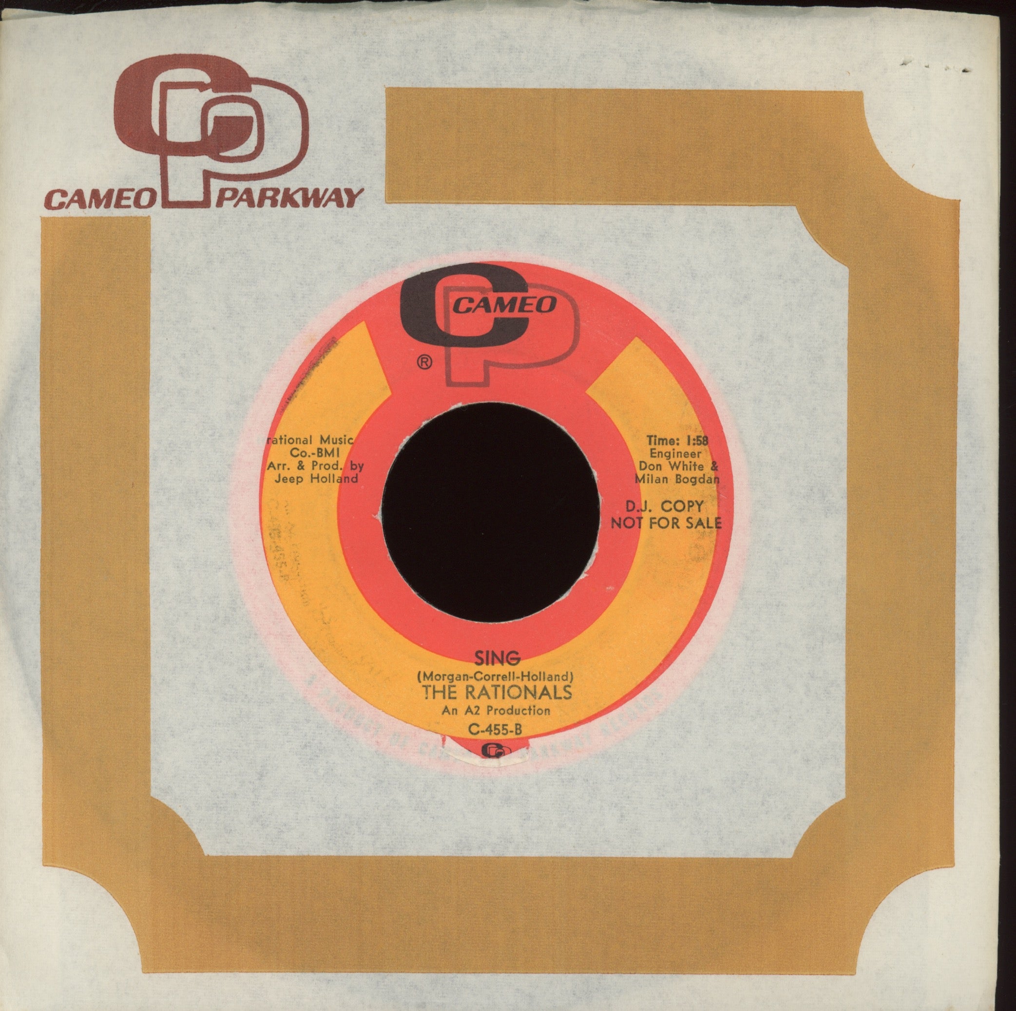 The Rationals - Hold On Baby on Cameo Parkway Promo Garage 45