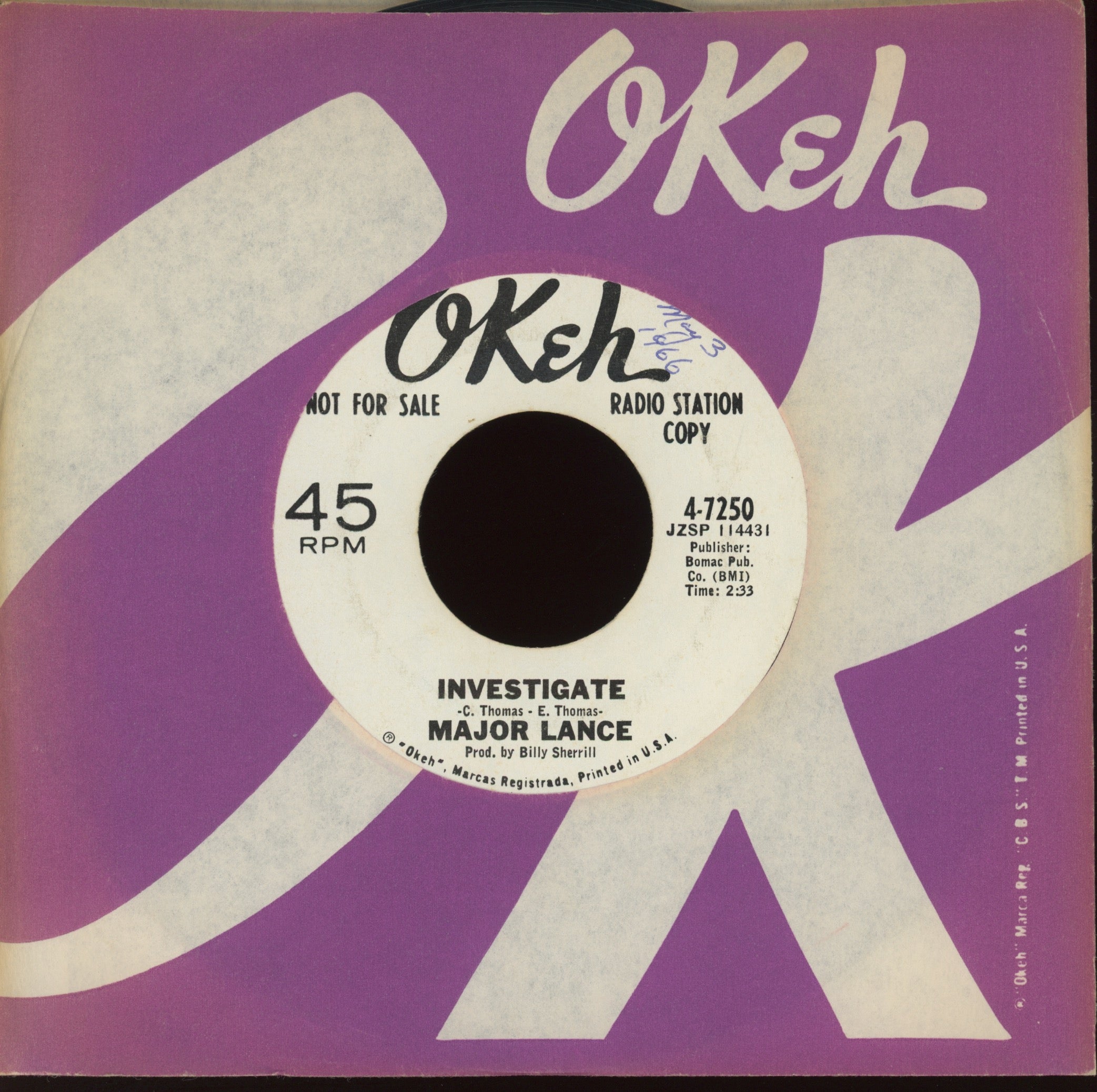Major Lance - Investigate on Okeh Promo Northern Soul 45