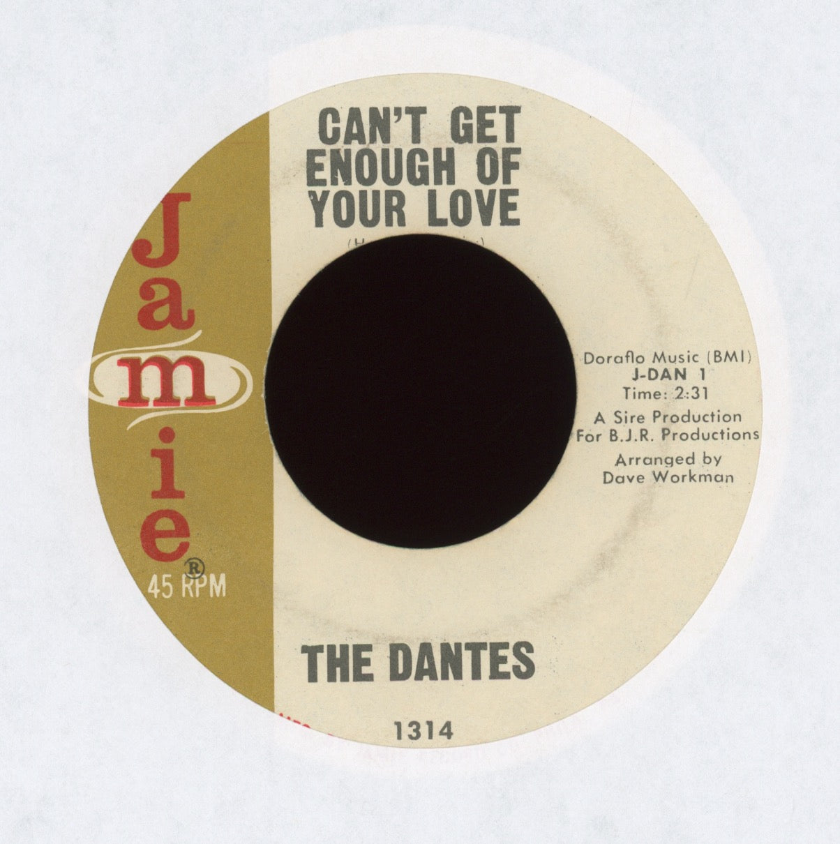 The Dantes - Can't Get Enough Of Your Love on Jamie Garage 45