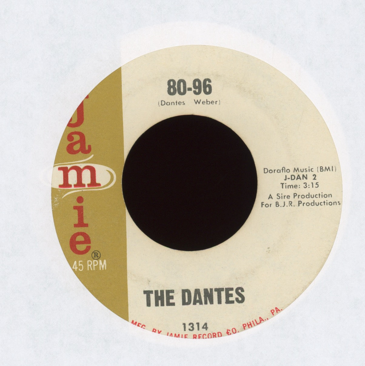The Dantes - Can't Get Enough Of Your Love on Jamie Garage 45