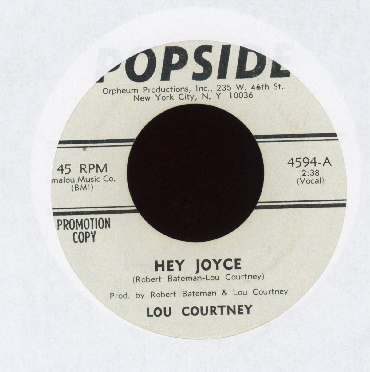 Lou Courtney - Hey Joyce on Popside Promo Funk 45