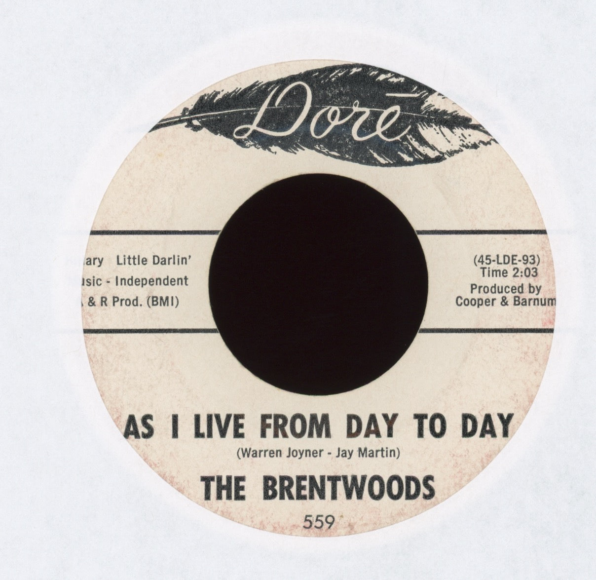 The Brentwoods - Midnight Star on Dore R&B Doo Wop 45