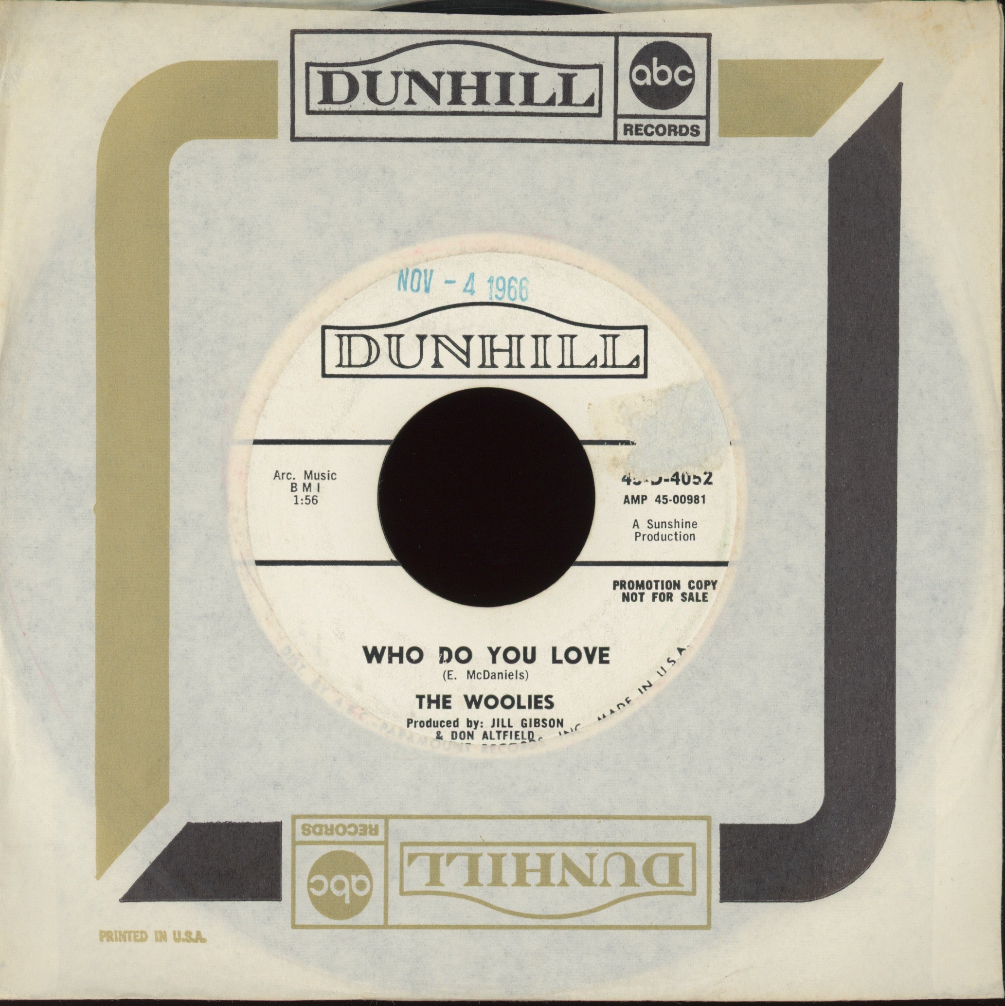 The Woolies - Who Do You Love on Dunhill Promo Garage 45