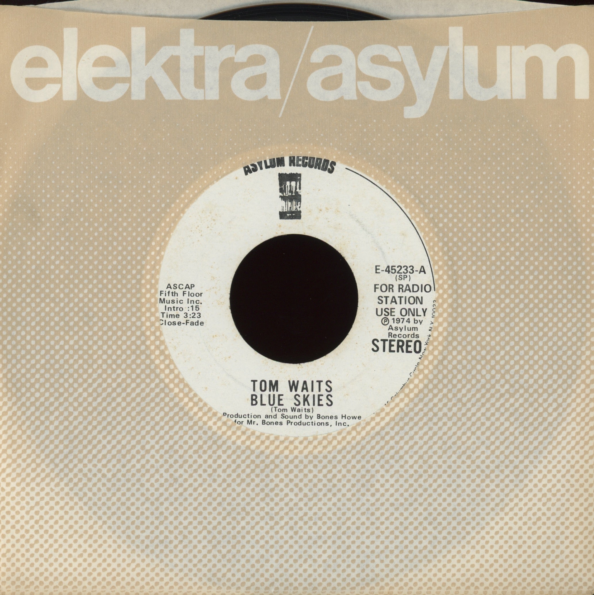 Tom Waits - Blue Skies on Asylum Promo 45