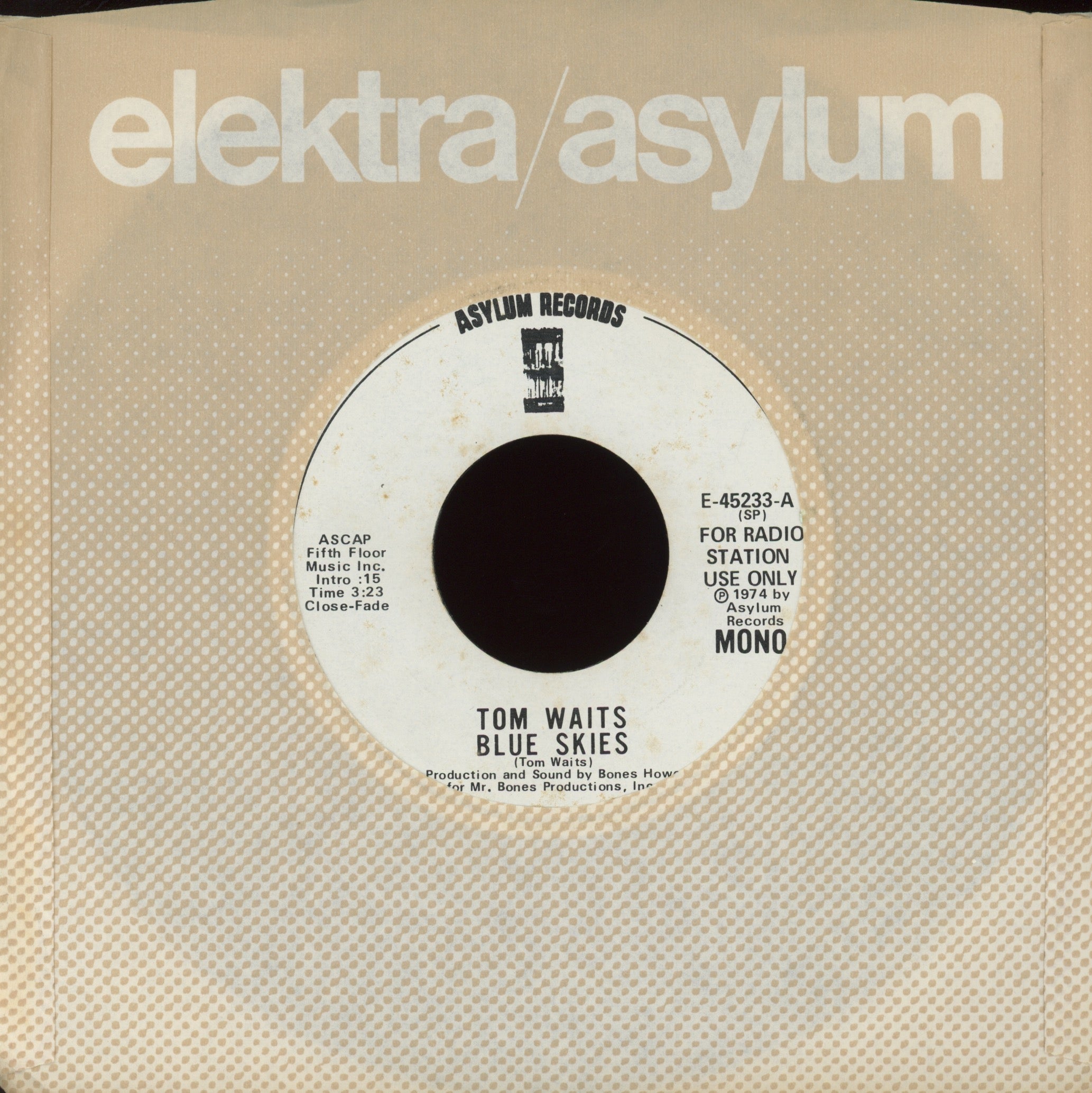 Tom Waits - Blue Skies on Asylum Promo 45