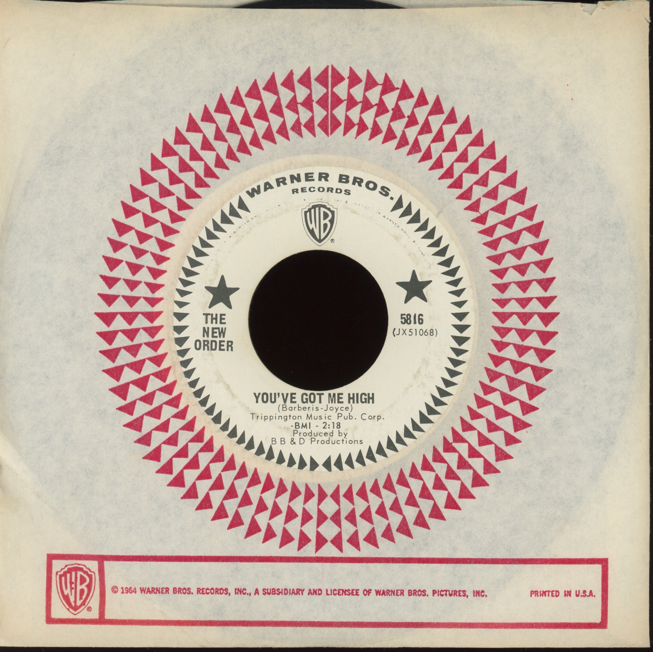 The New Order - You've Got Me High on WB Promo Garage 45