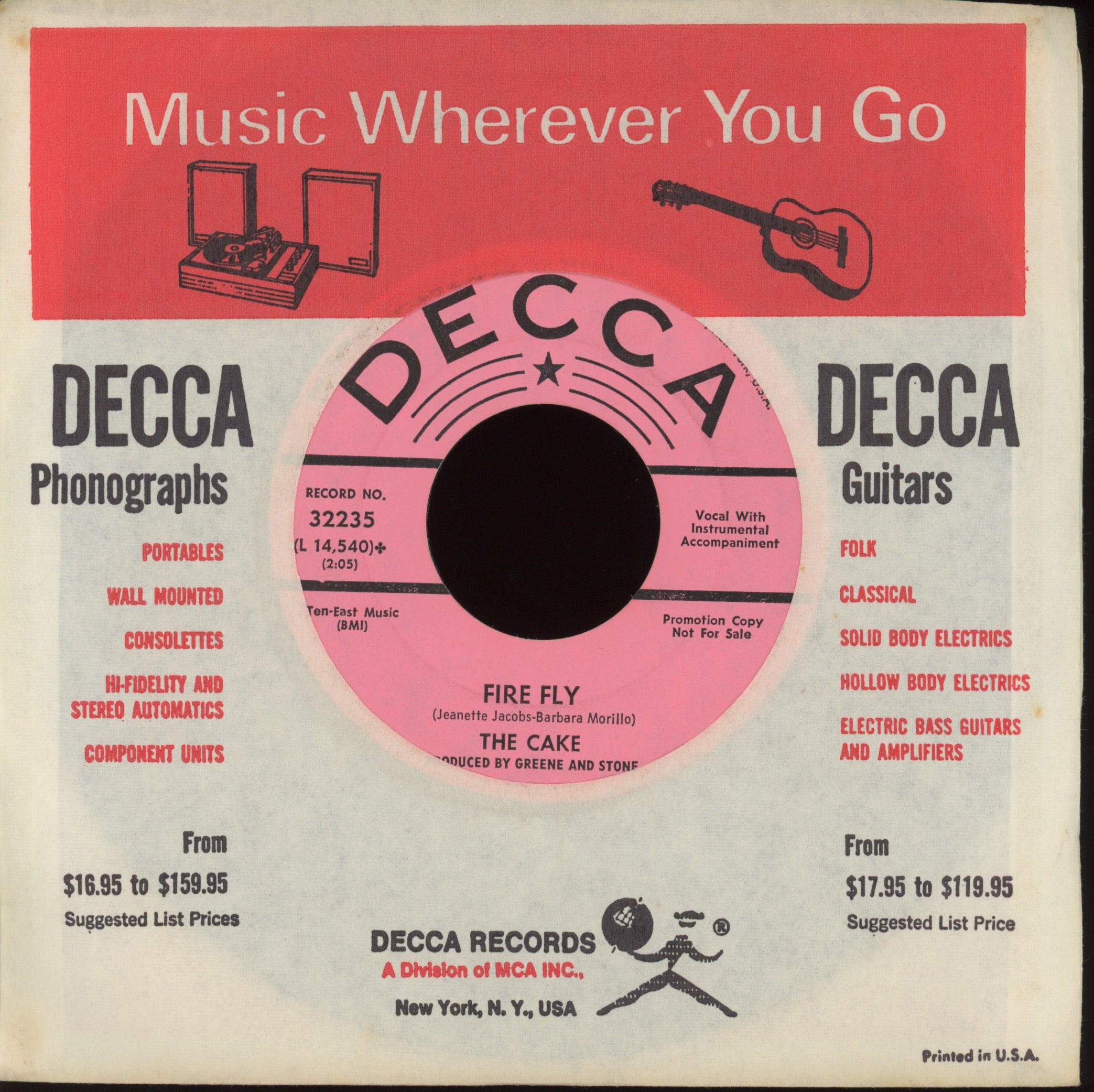 The Cake - Rainbow Wood on Decca Promo Folk Psych 45