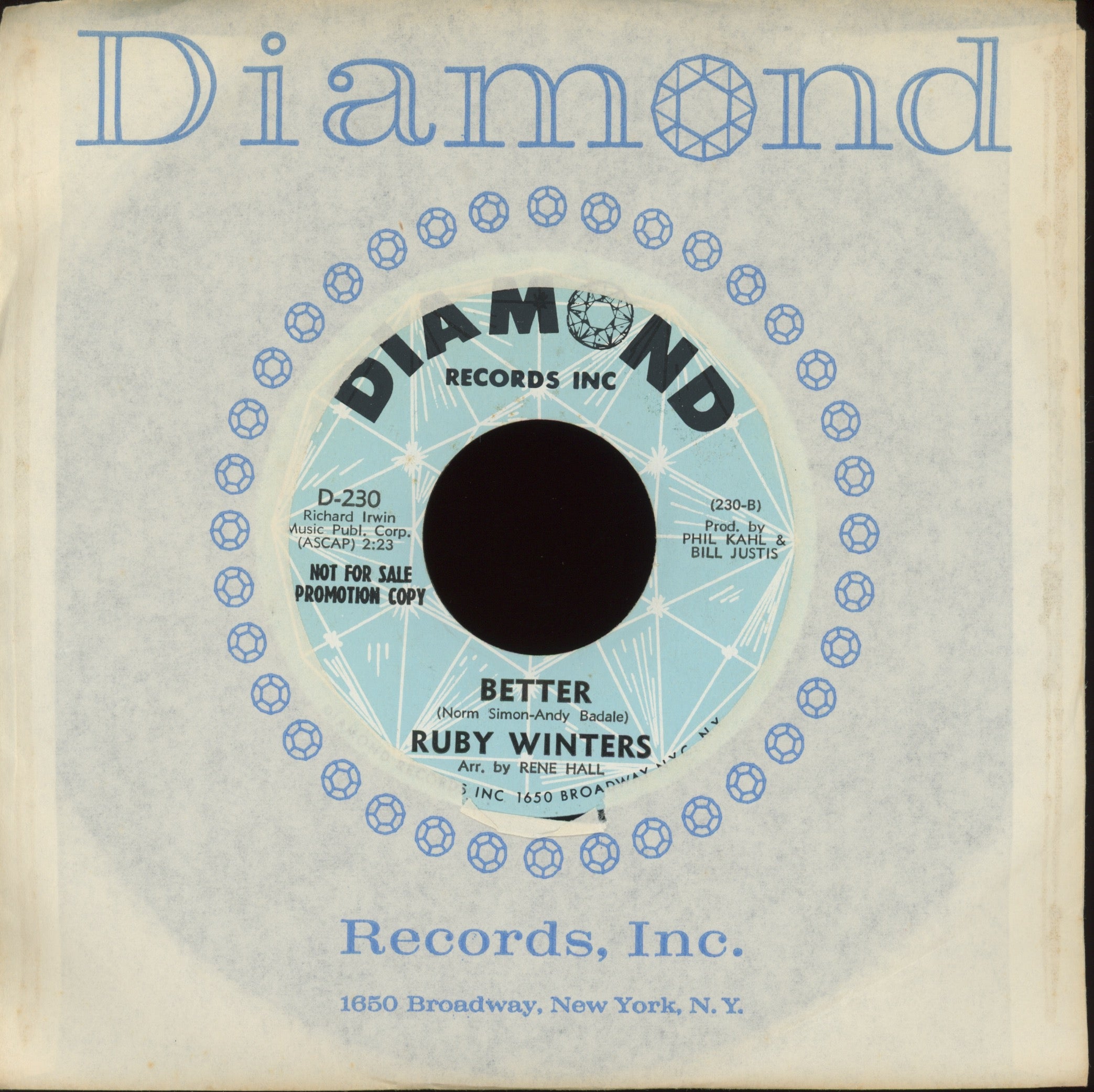Ruby Winters - I Want Action on Diamond Promo Northern Soul 45