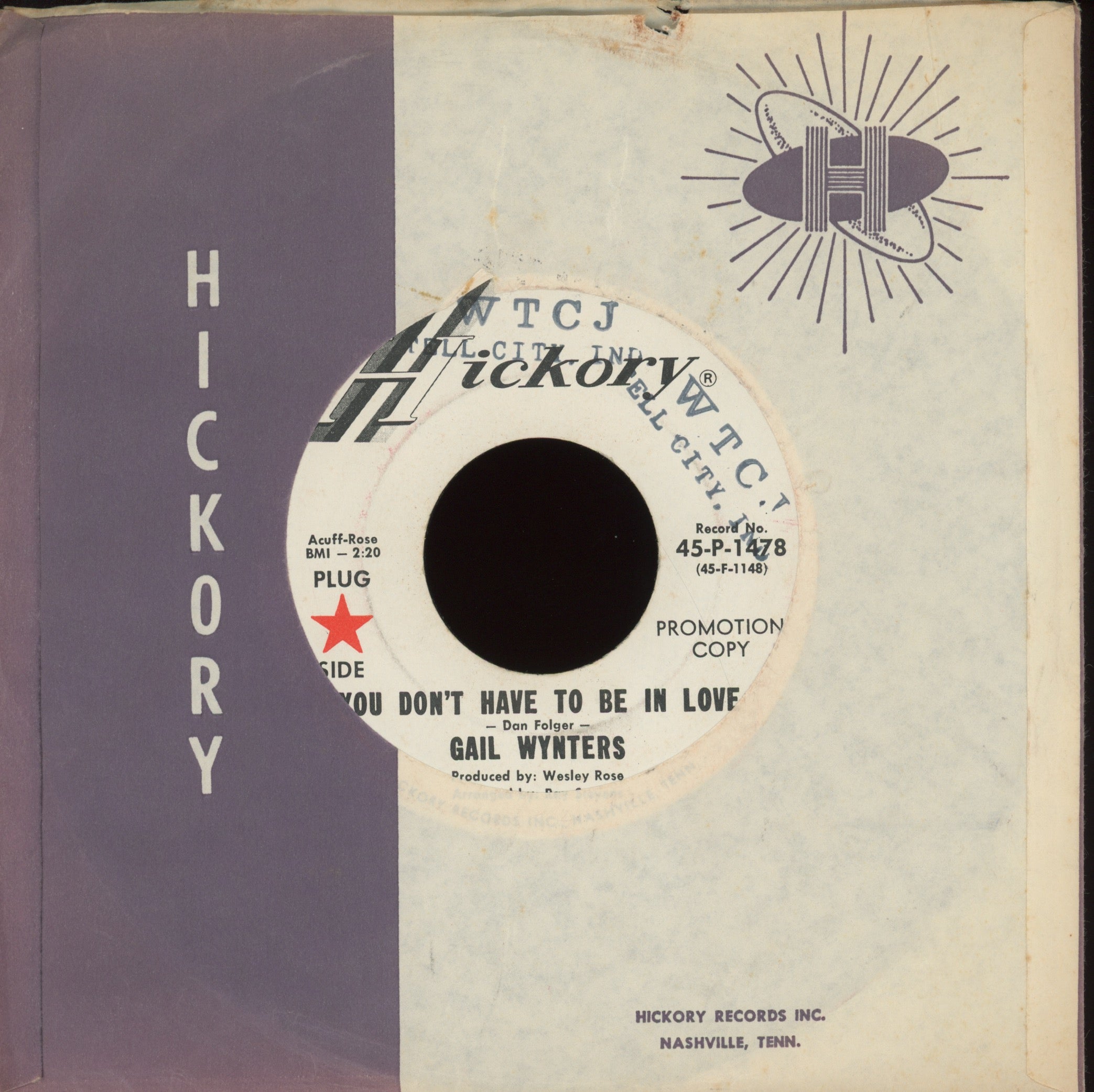 Gail Wynters - You Don't Have To Be In Love on Hickory Promo Northern Soul 45