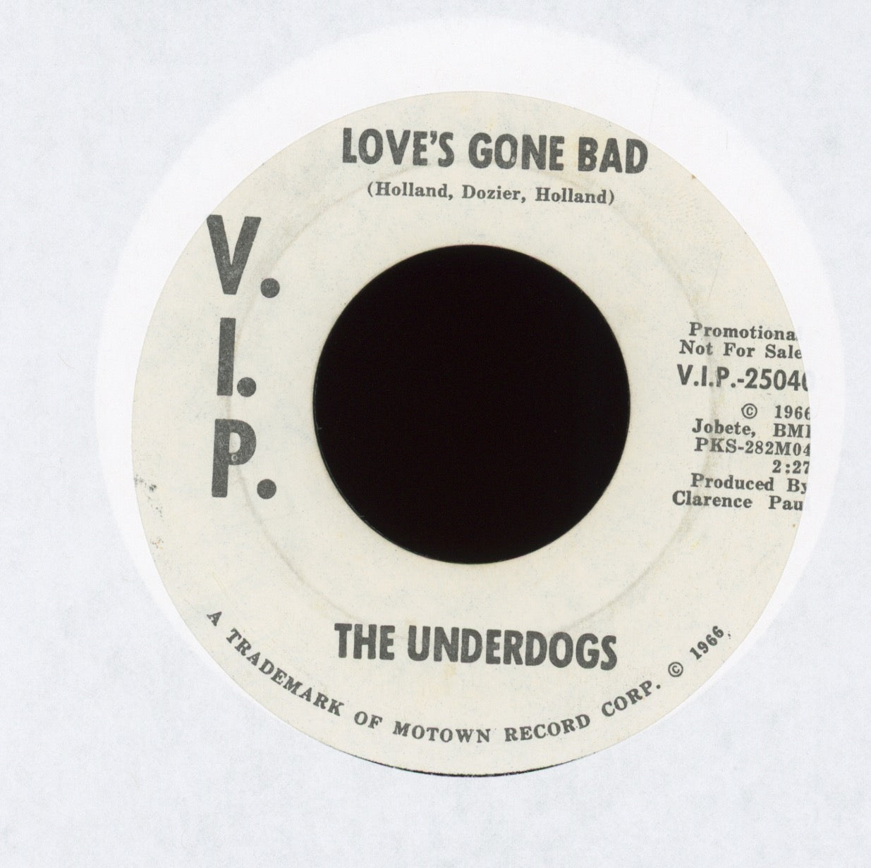 The Underdogs - Love's Gone Bad on V.I.P. Promo Northern Soul Garage 45