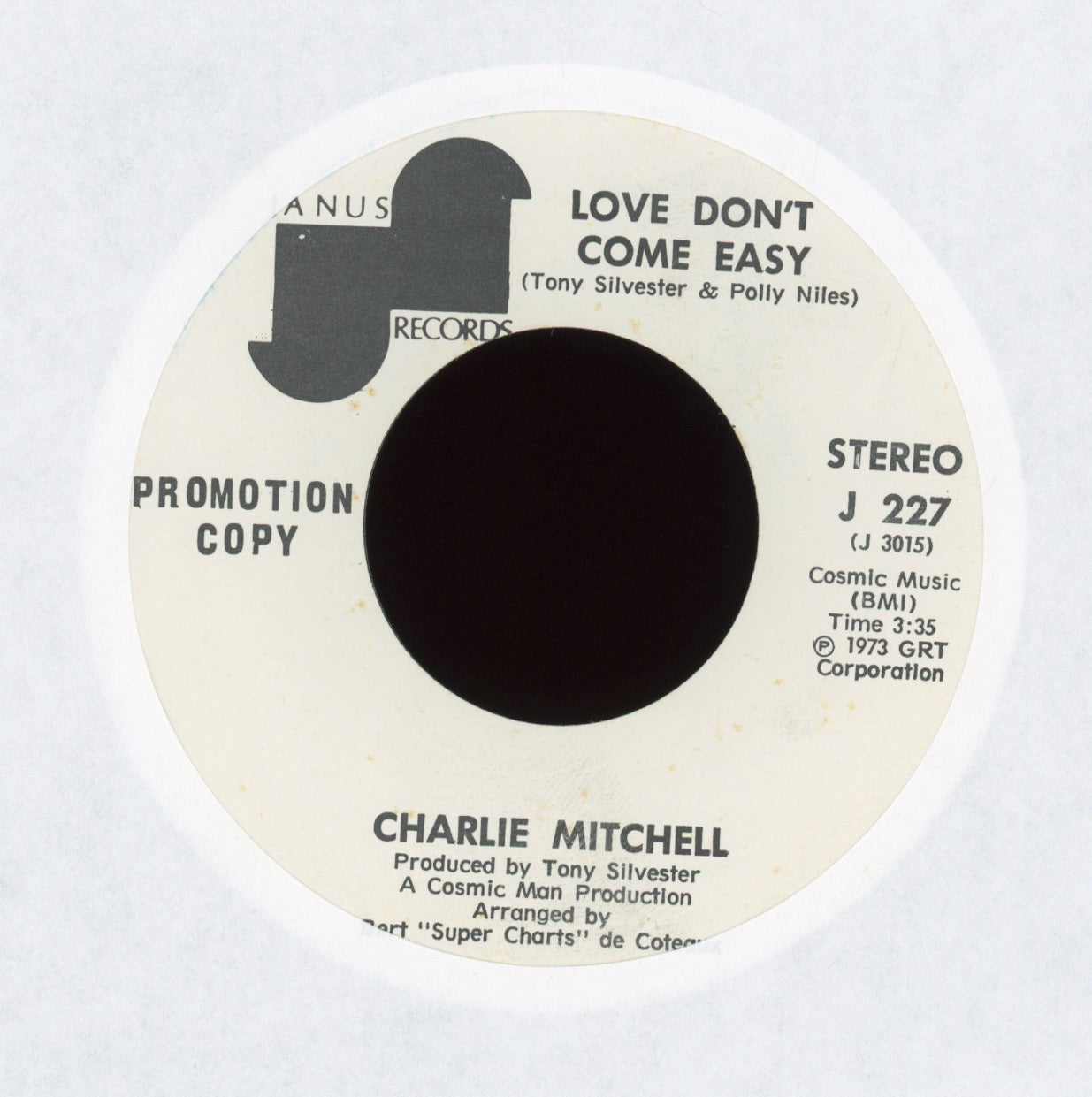 Charlie Mitchell - After Hours on Janus Promo Funk 45