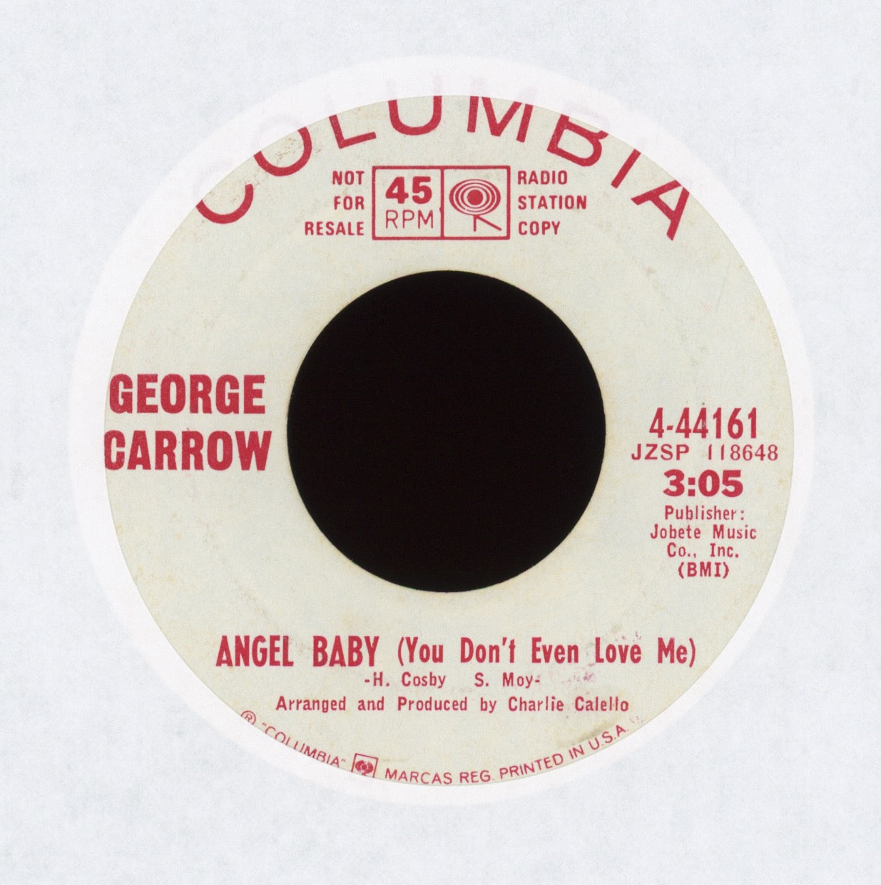 George Carrow - Angel Baby (Don't You Ever Leave Me) / Bring Back My Heart Promo Northern Soul 45