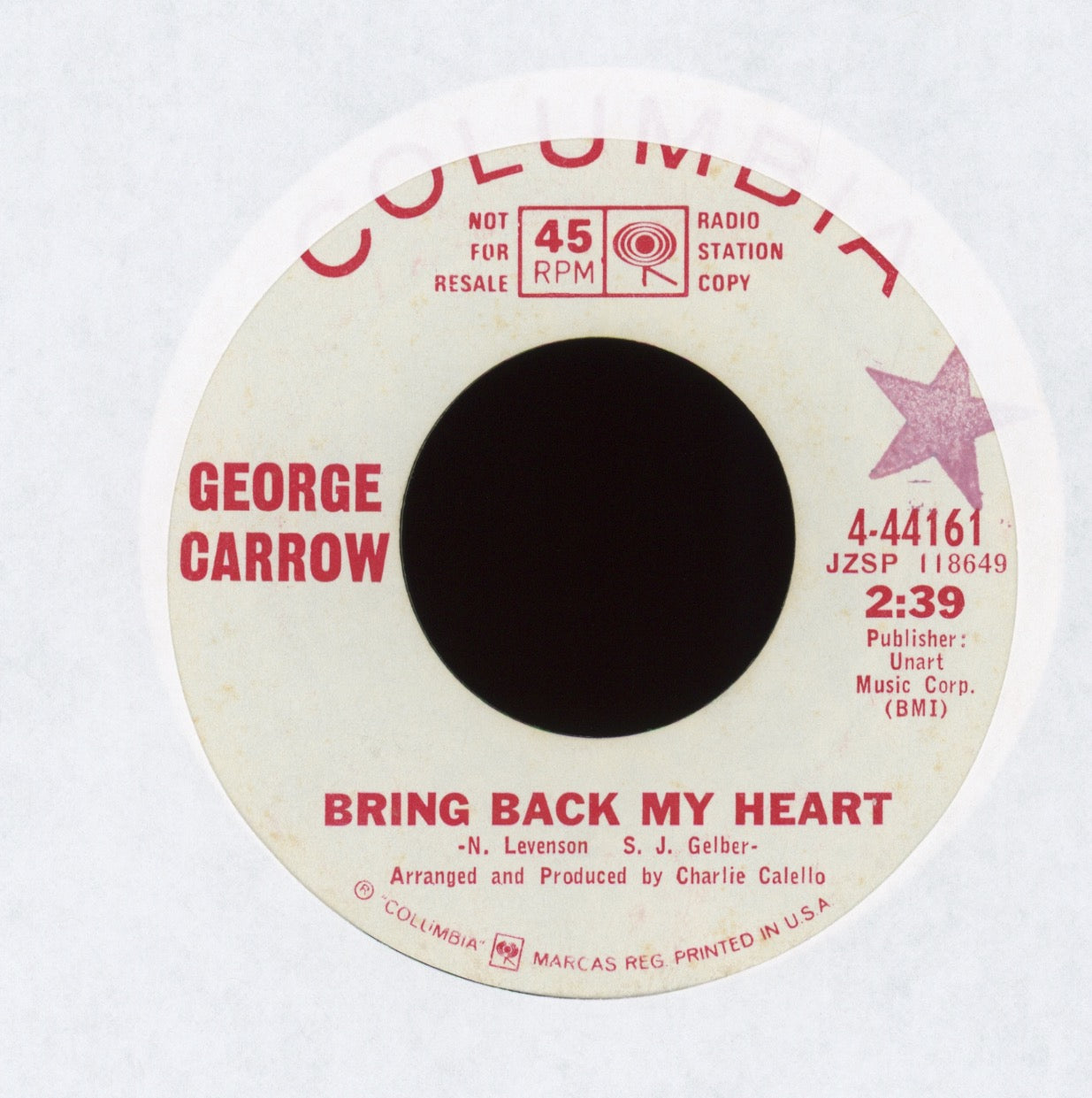 George Carrow - Angel Baby (Don't You Ever Leave Me) / Bring Back My Heart Promo Northern Soul 45