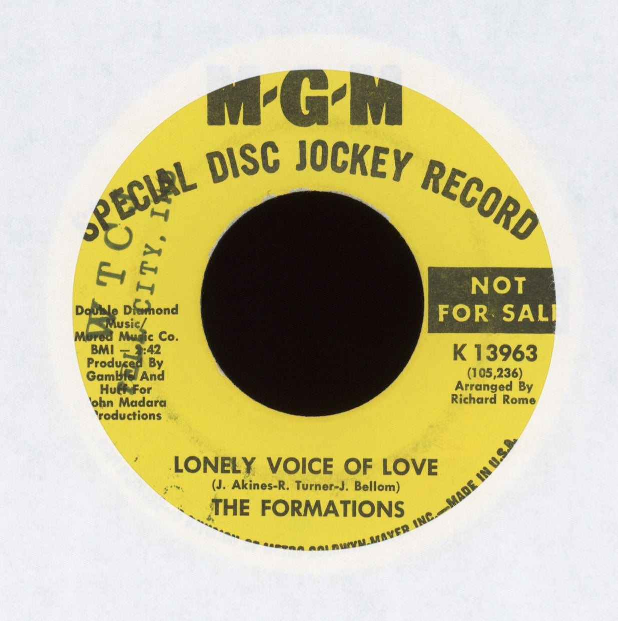 The Formations - Lonely Voice Of Love on MGM Promo Northern Soul 45