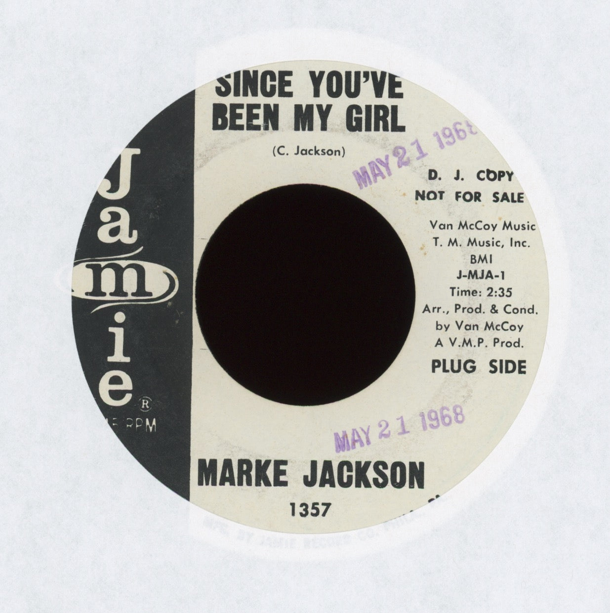 Marke Jackson - Since You've Been My Girl on Jamie Promo Northern Soul 45