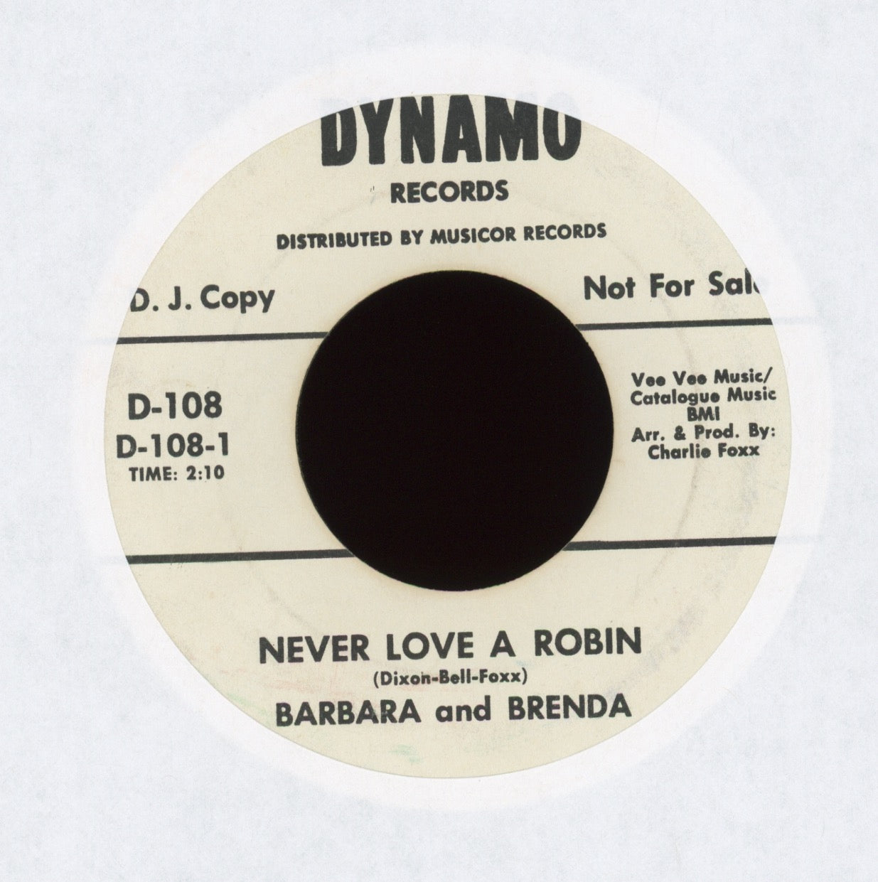 Barbara And Brenda - Never Love A Robin on Dynamo Promo Northern Soul 45