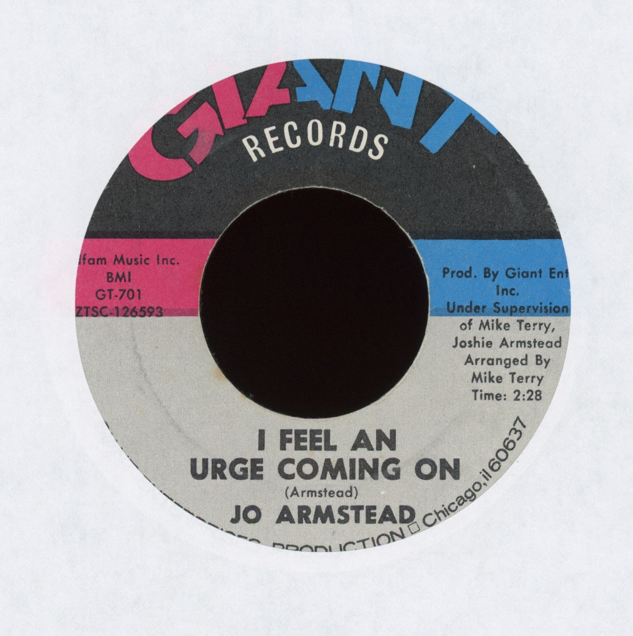 Jo Armstead - I Feel An Urge Coming On on Giant