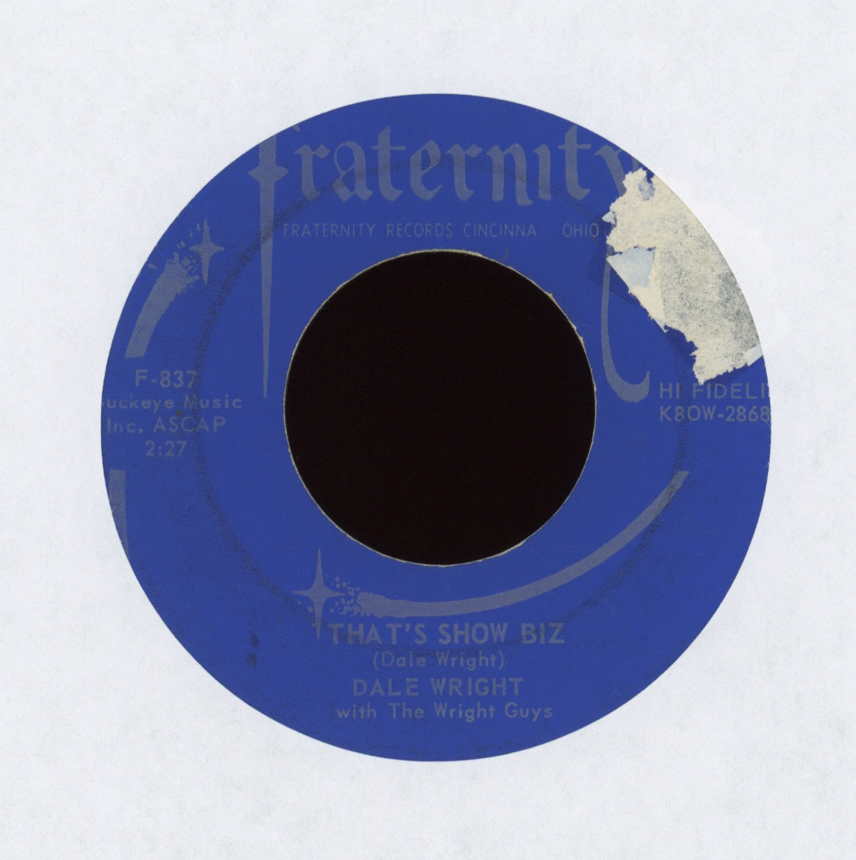 Dale Wright - That's Show Biz on Fraternity Rockabilly 45