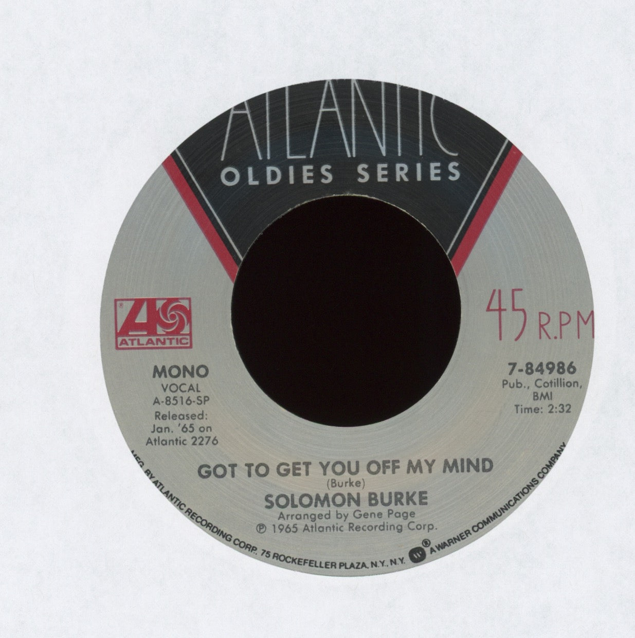 Solomon Burke - Cry To Me on Atlantic Oldies Series Reissue Northern Soul 45