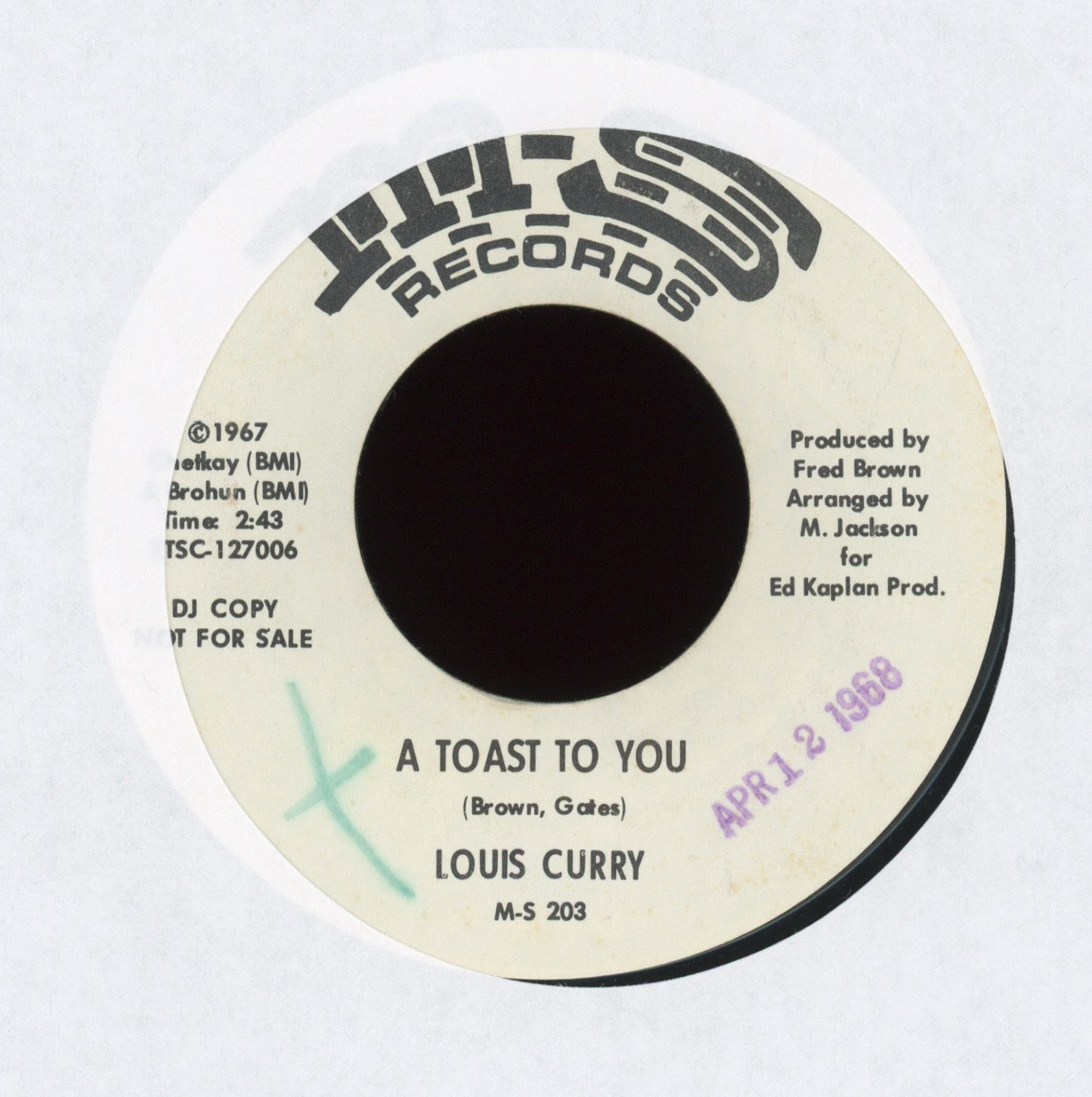 Louis Curry - I'll Try Again Tomorrow on M-S Promo Northern Soul 45