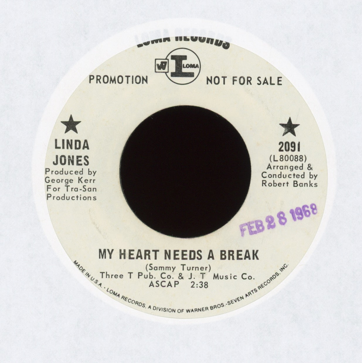 Linda Jones - My Heart Needs A Break on Loma Promo Northern Soul 45