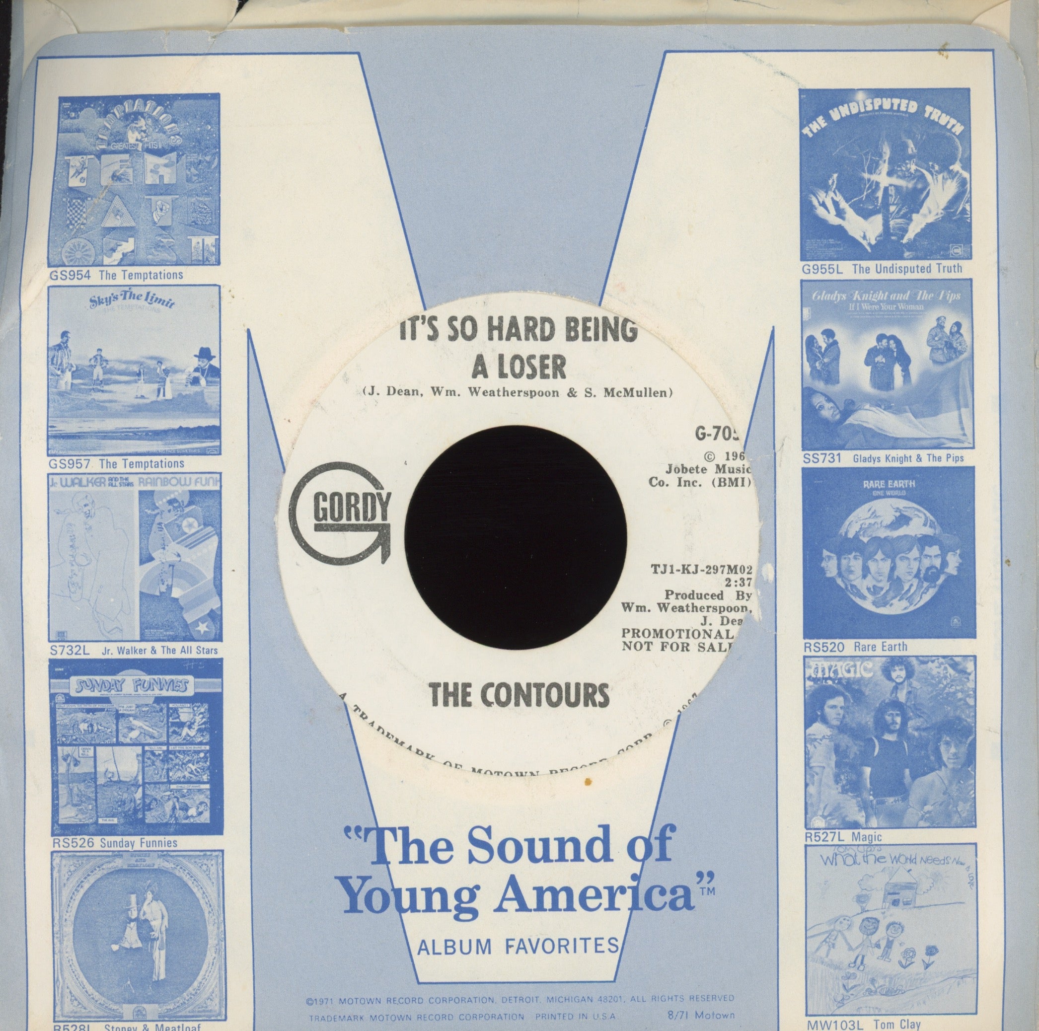The Contours - It's So Hard Being A Loser on Gordy Promo Northern Soul 45