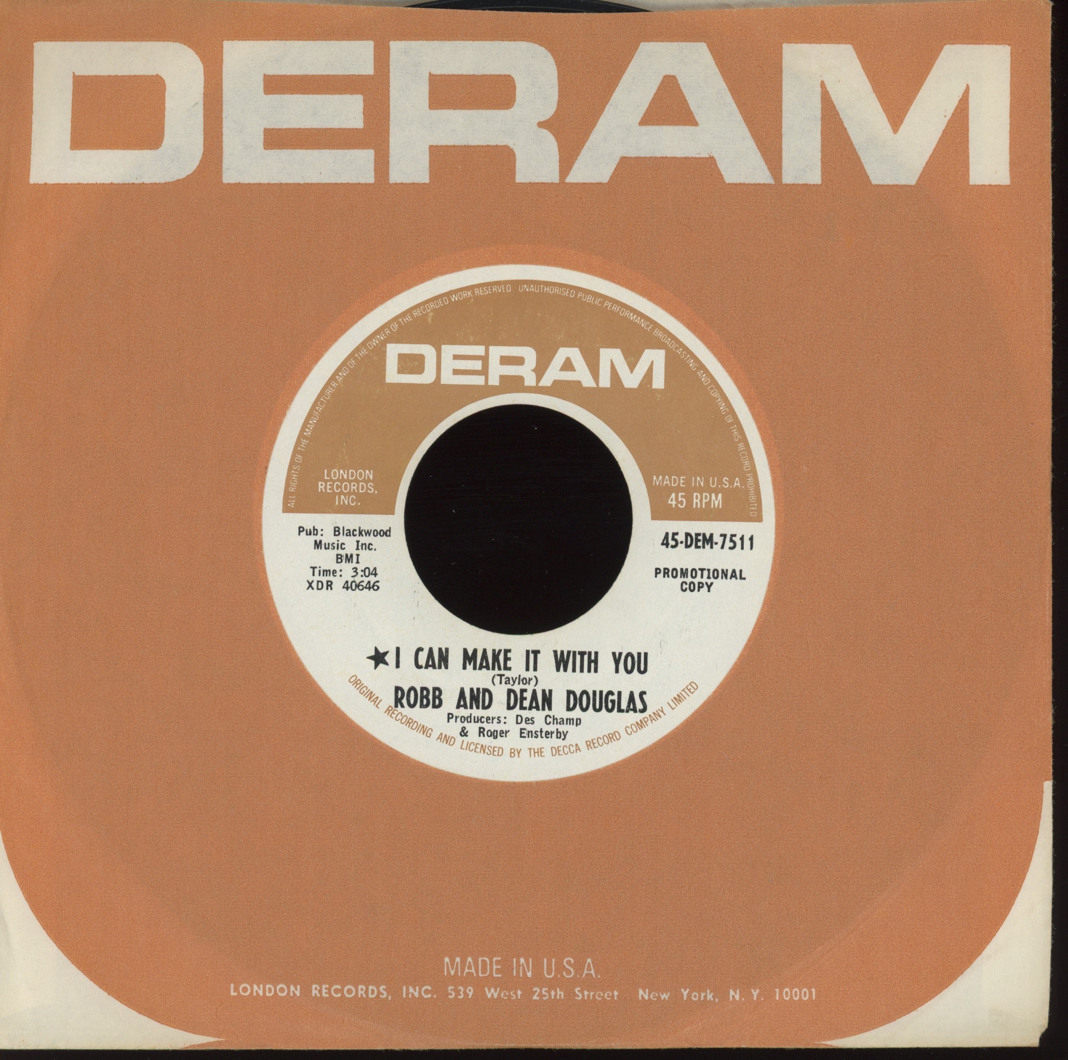 Robb And Dean Douglas - I Can Make It With You on Deram Promo Northern Soul 45