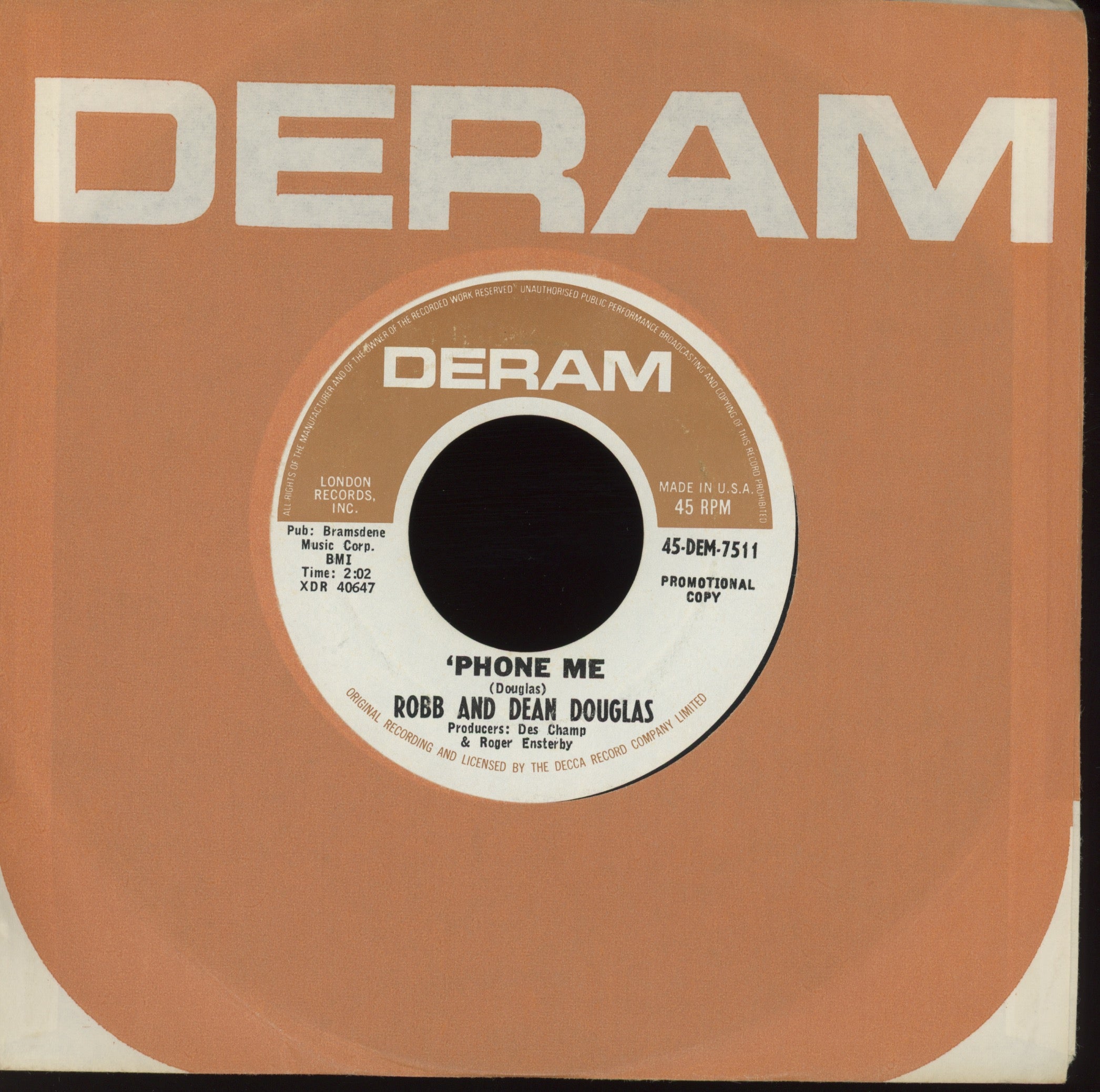 Robb And Dean Douglas - I Can Make It With You on Deram Promo Northern Soul 45