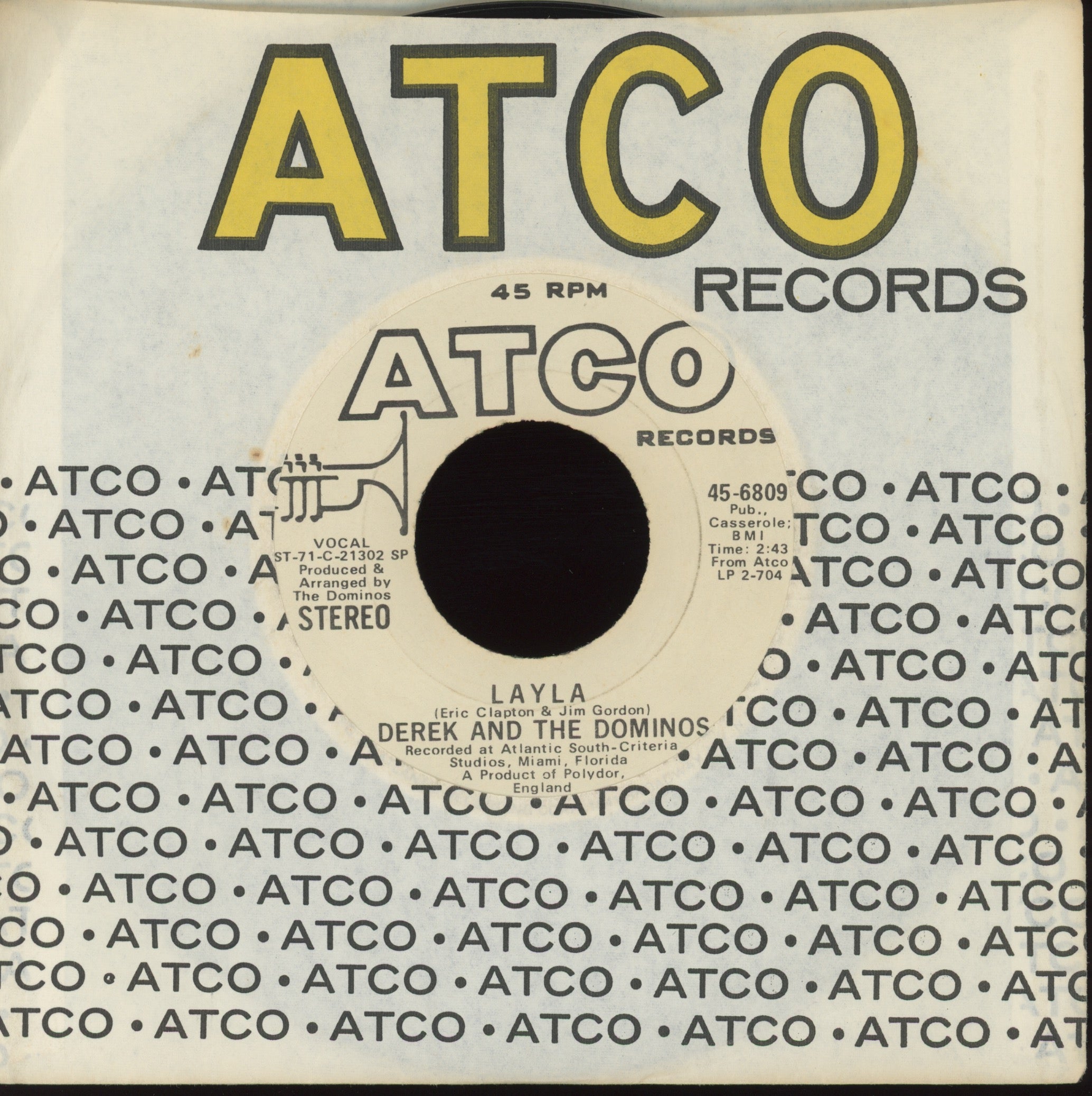 Derek & The Dominos - Layla on Atco Promo Rock 45