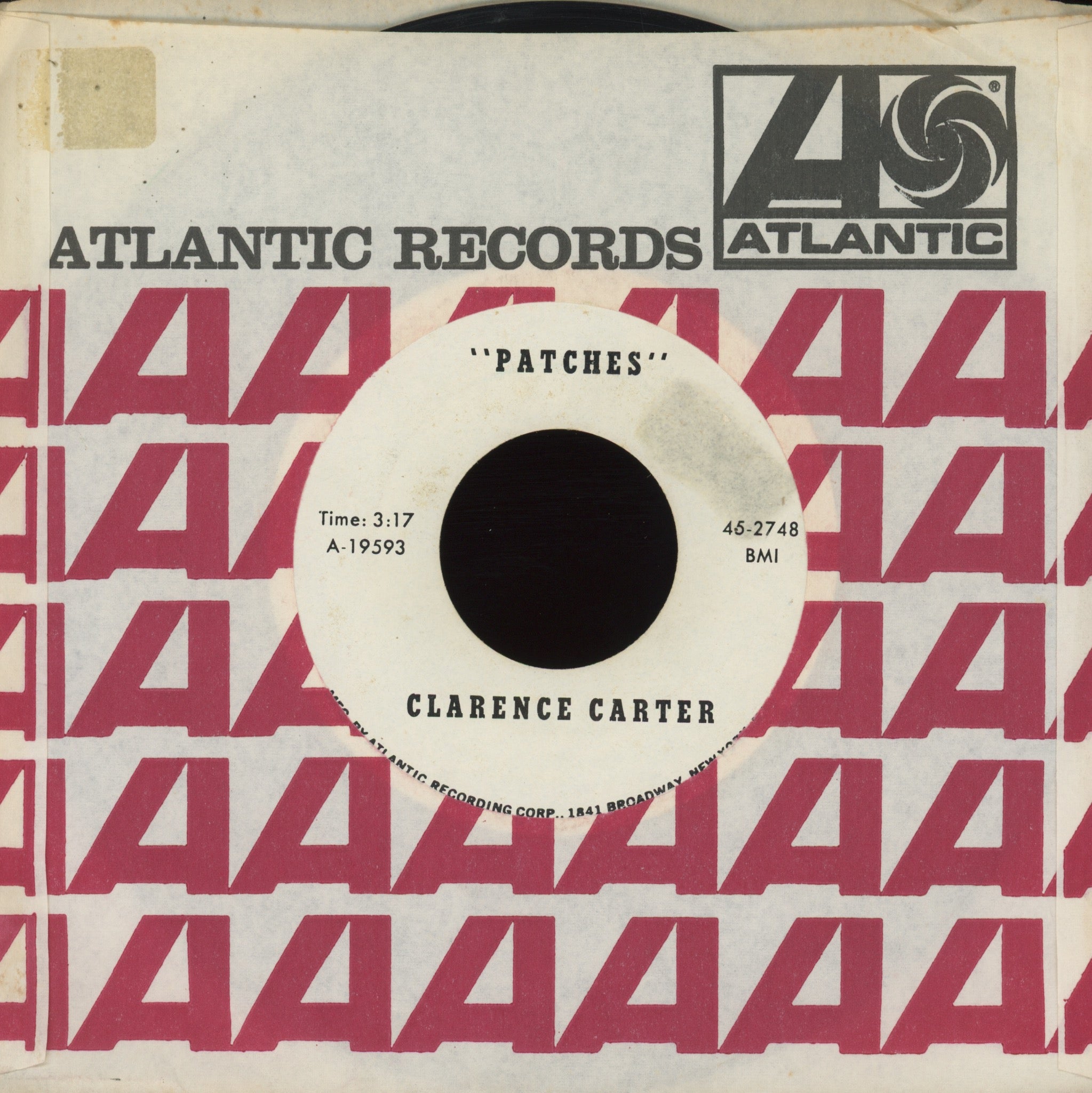 Clarence Carter - Patches on Atlantic Single Sided Promo Soul 45
