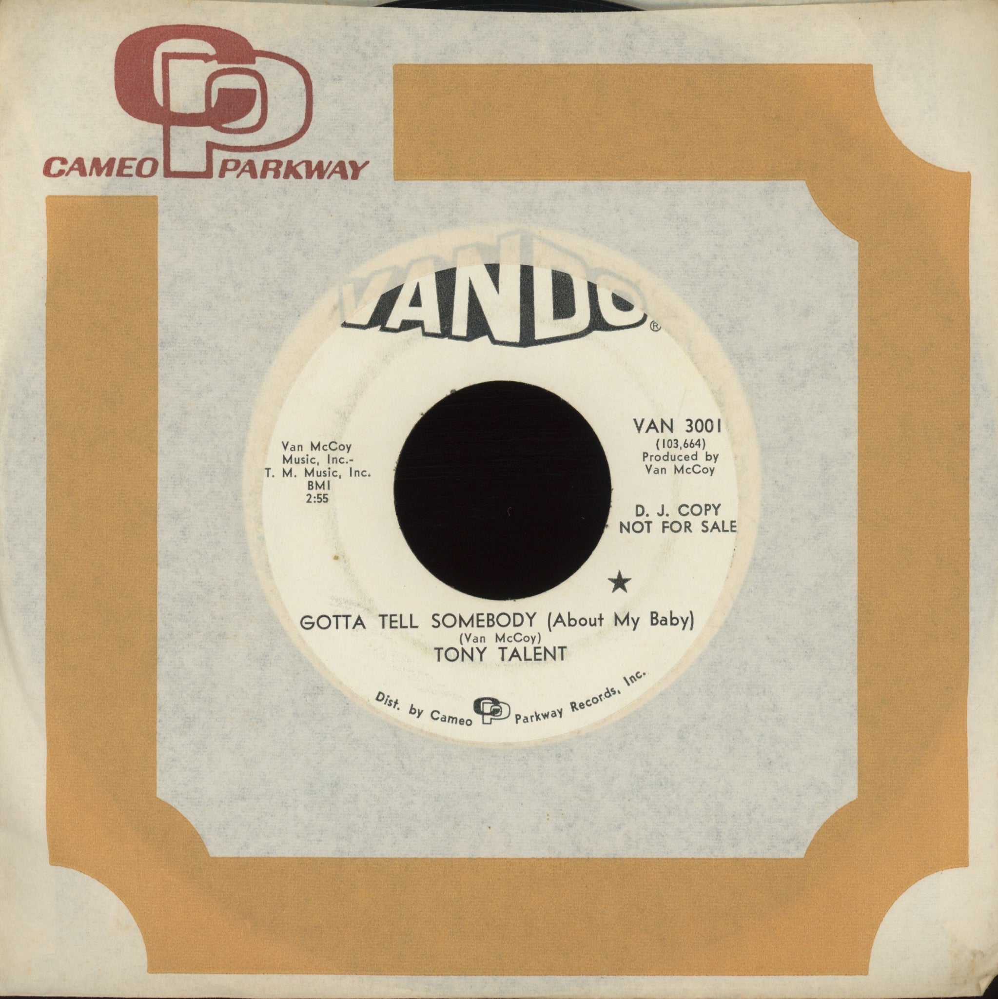 Tony Talent - Gotta Tell Somebody (About My Baby) on Vando Promo Northern Soul 45