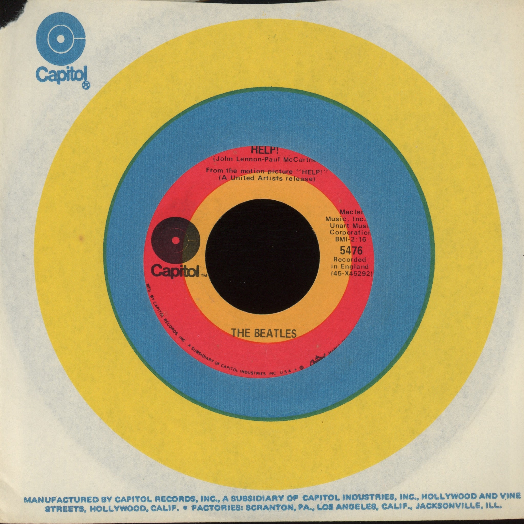 The Beatles - Help! on Capitol Target Logo 45