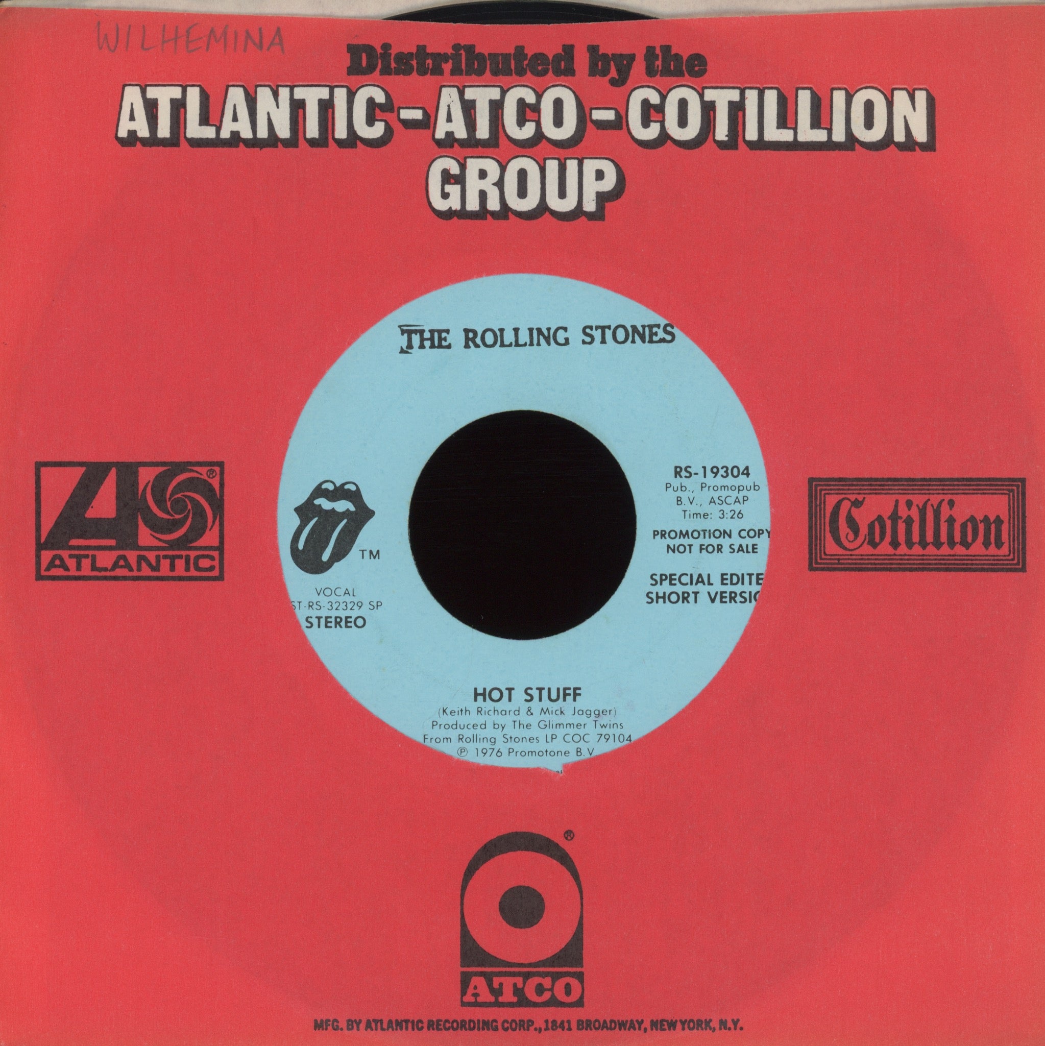The Rolling Stones - Hot Stuff on Rolling Stones Records Promo 45