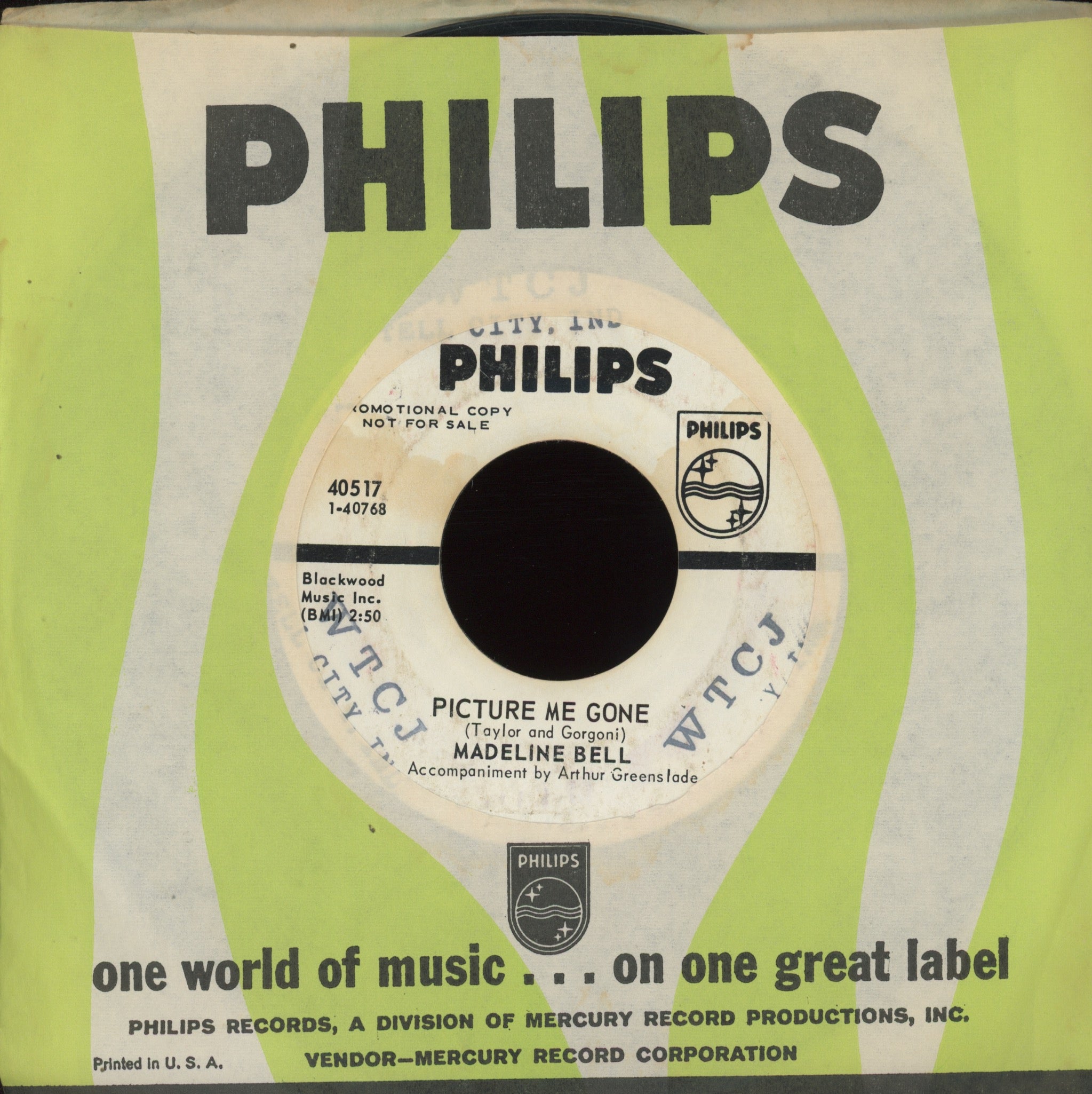 Madeline Bell - Picture Me Gone on Philips Promo Northern Soul 45