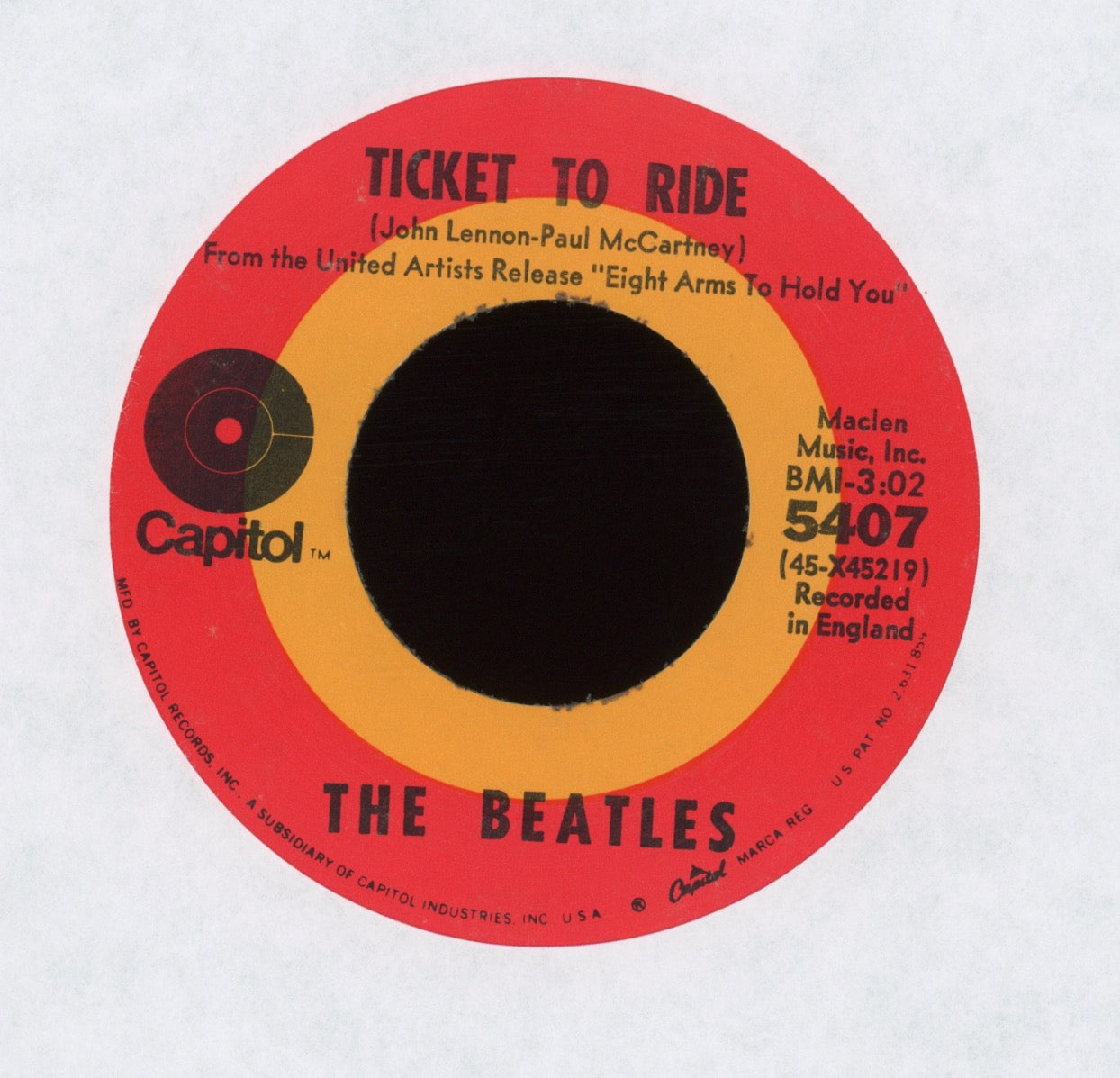 The Beatles - Ticket To Ride on Capitol Target Label 45