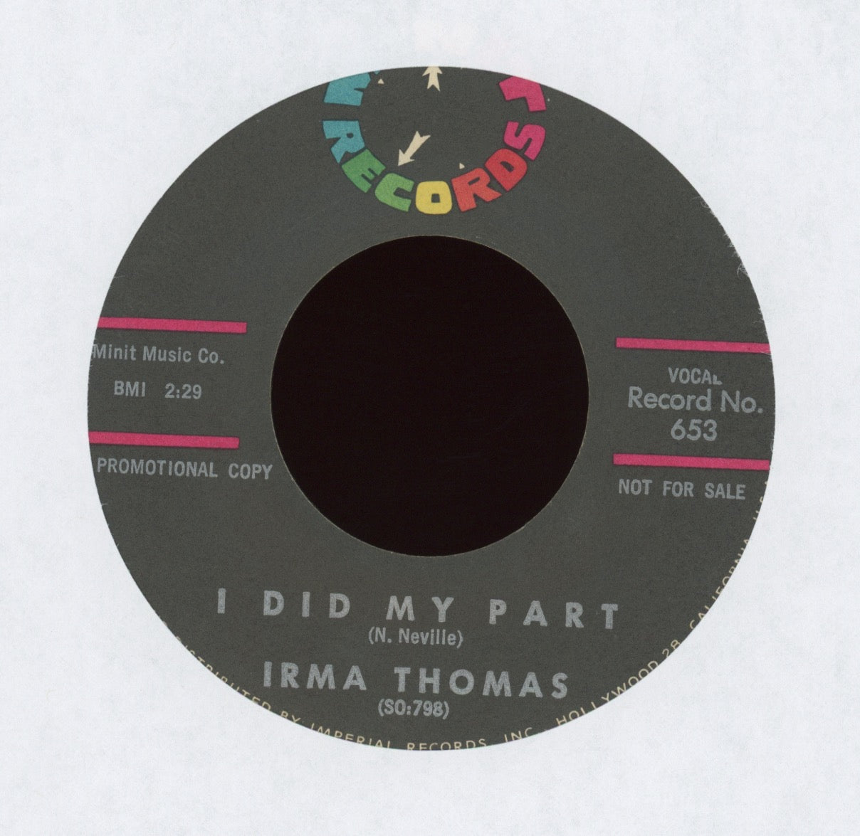 Irma Thomas - I Did My Part on Minit Promo Northern Soul 45