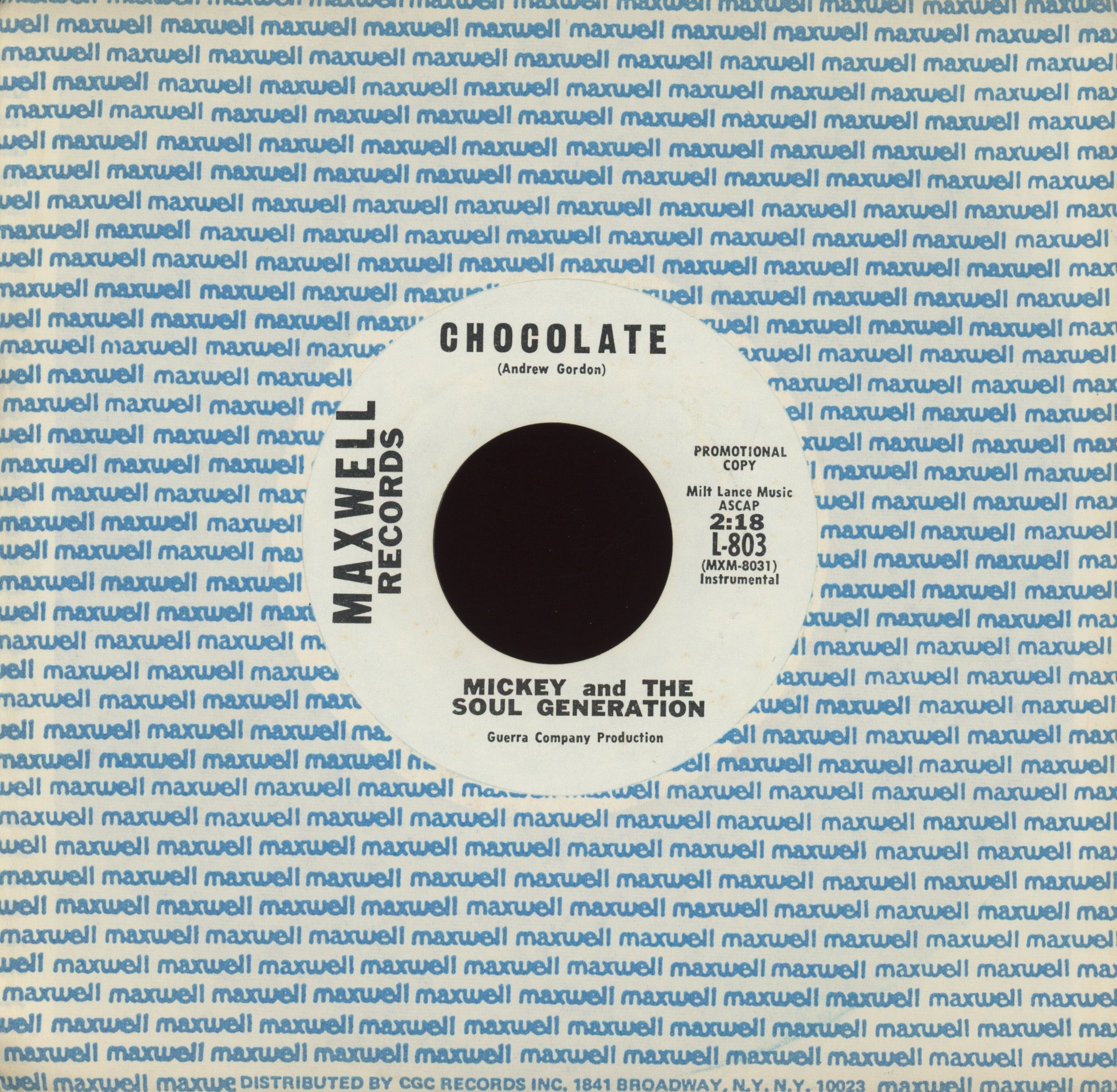 Mickey & The Soul Generation - Iron Leg on Maxwell Promo Funk 45