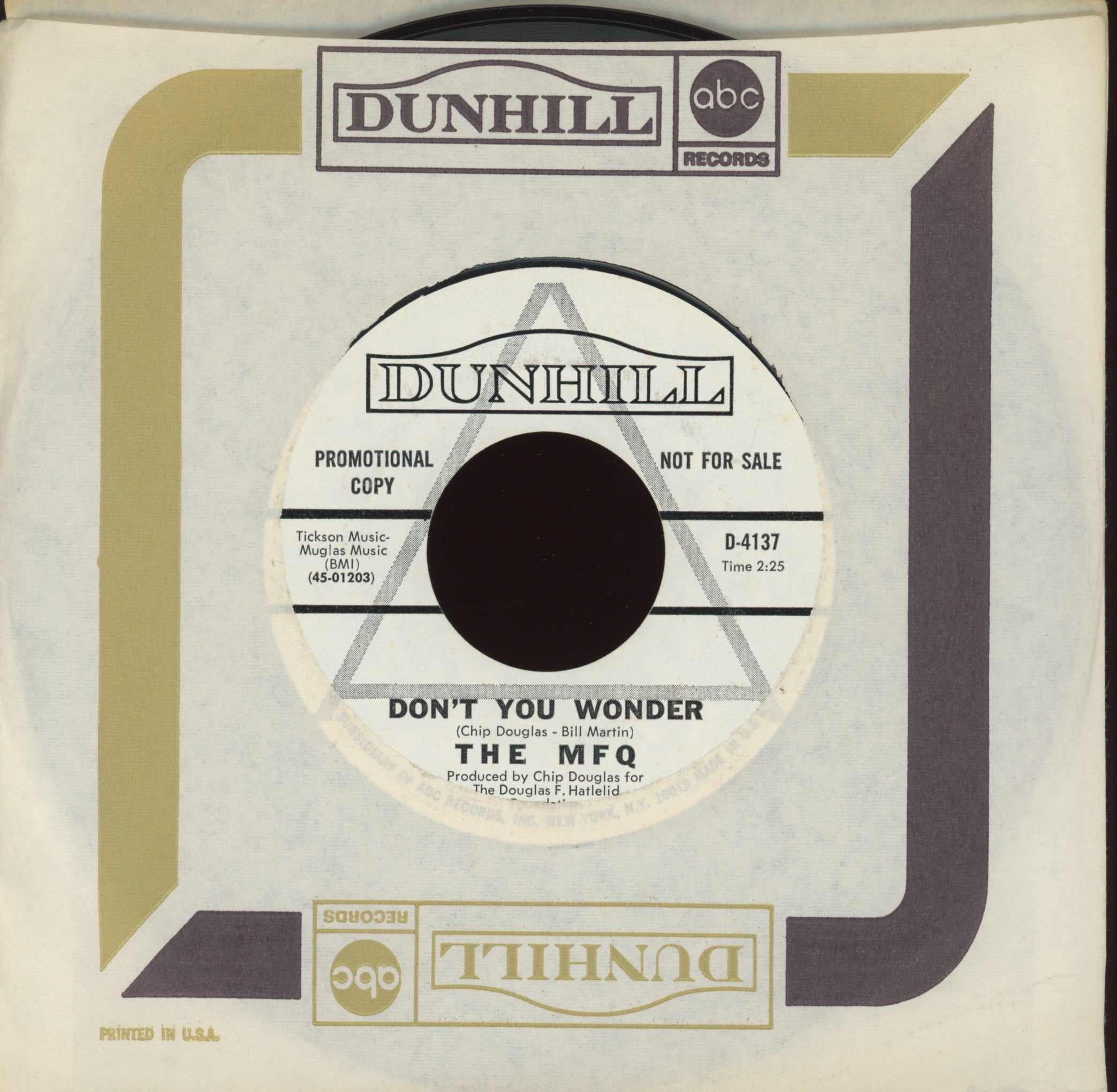 The Modern Folk Quartet - Don't You Wonder on Dunhill Promo Pop Psych 45
