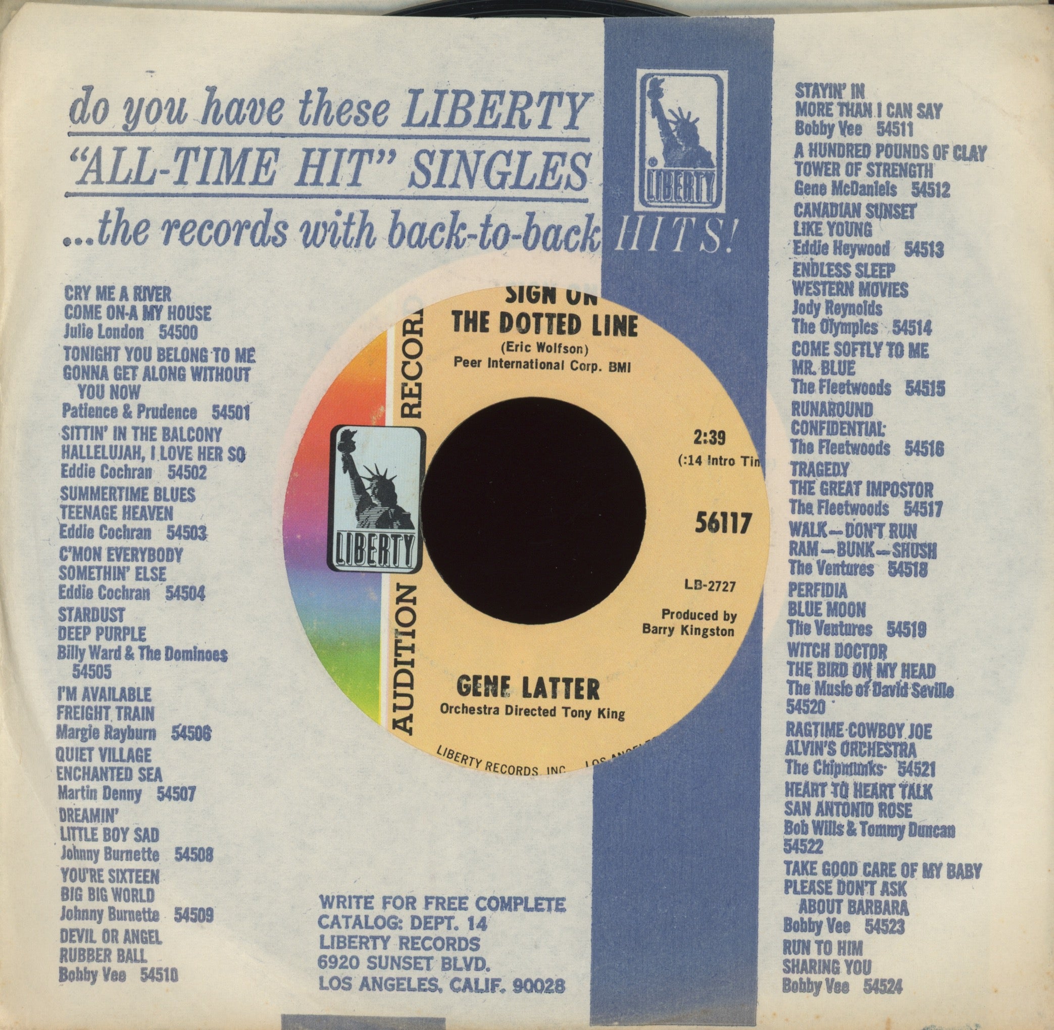 Gene Latter - Sign On The Dotted Line on Liberty Promo Northern Soul 45