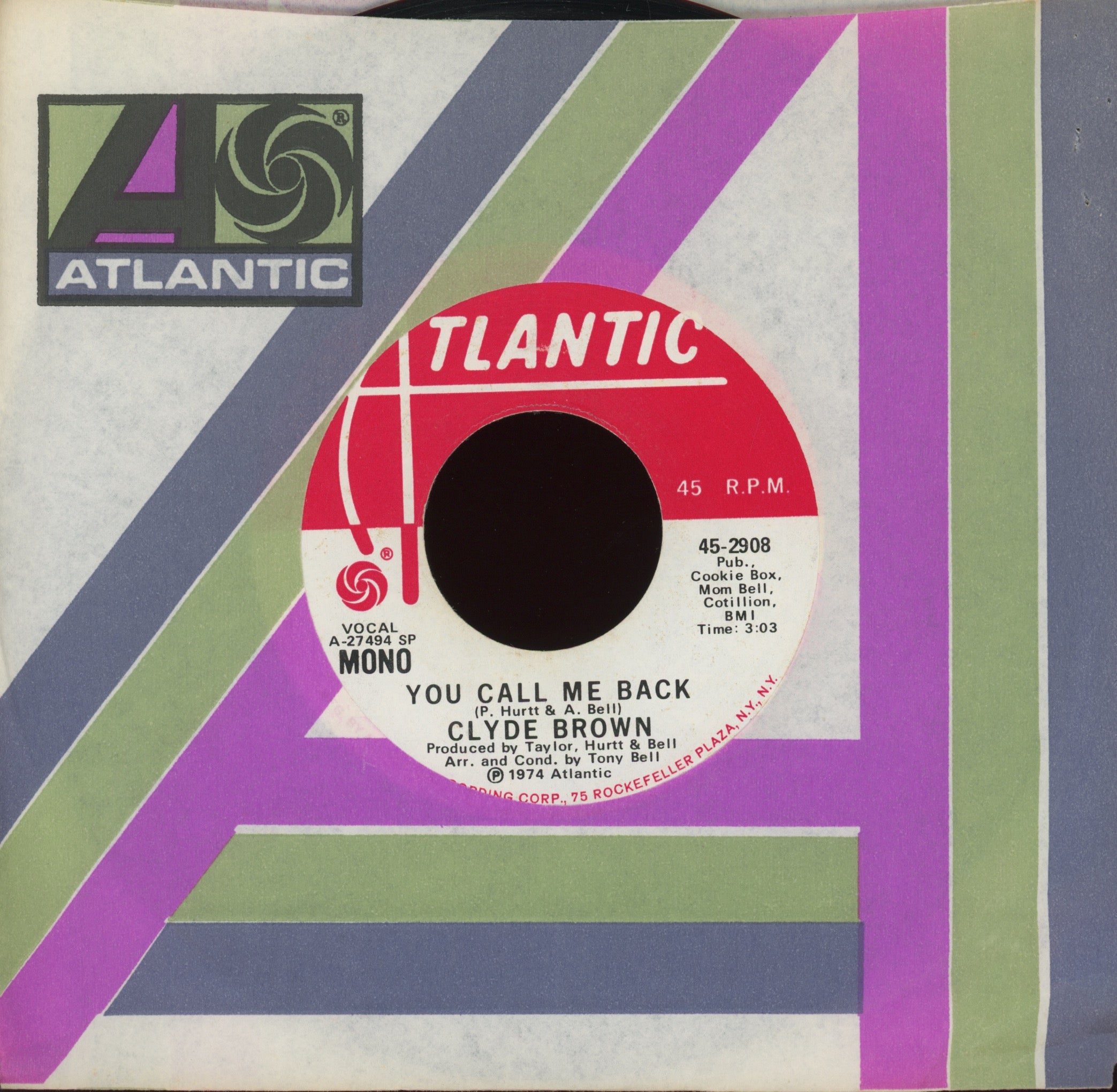 Clyde Brown - You Call Me Back on Atlantic Promo Crossover Soul 45