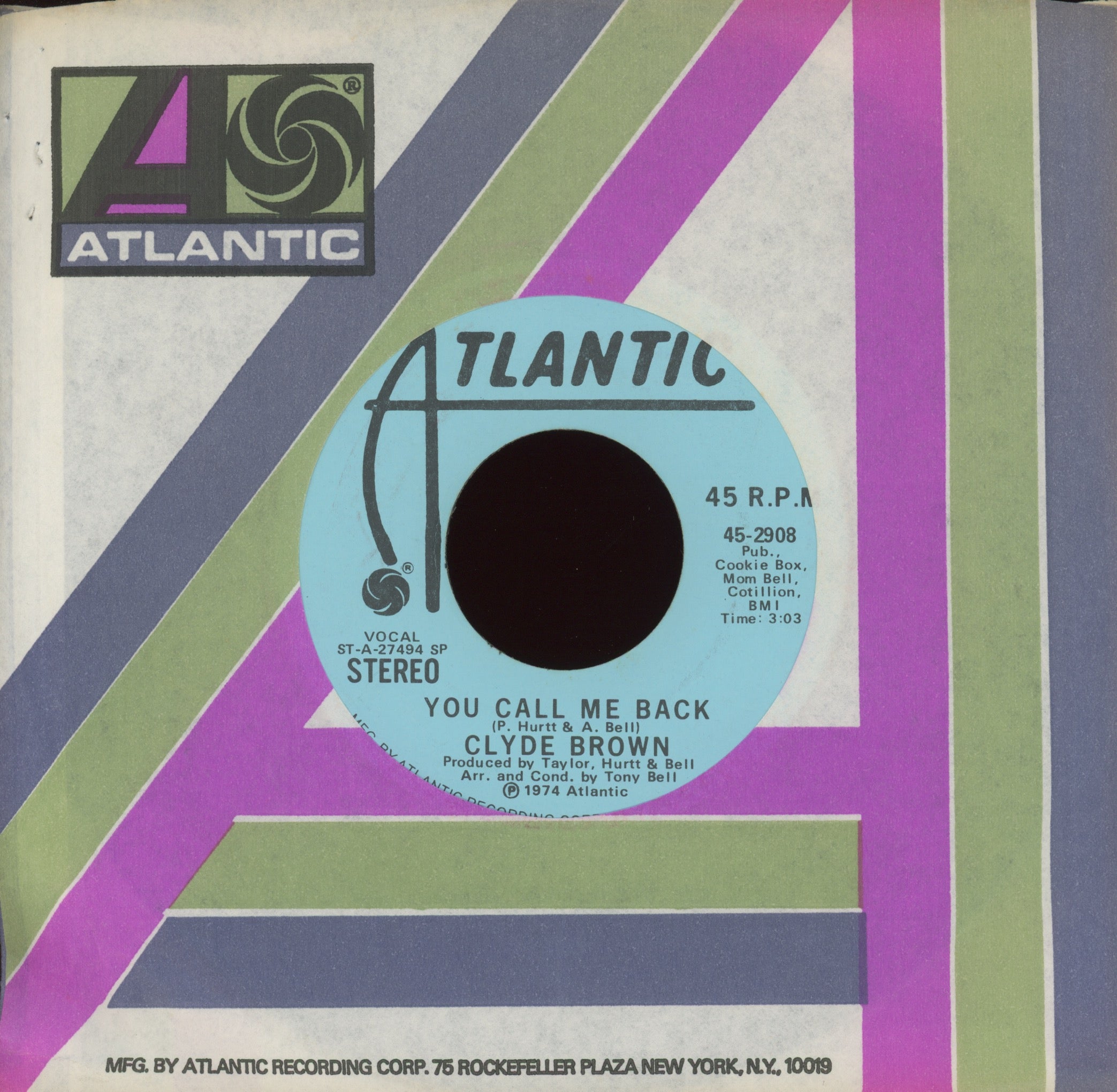 Clyde Brown - You Call Me Back on Atlantic Promo Crossover Soul 45