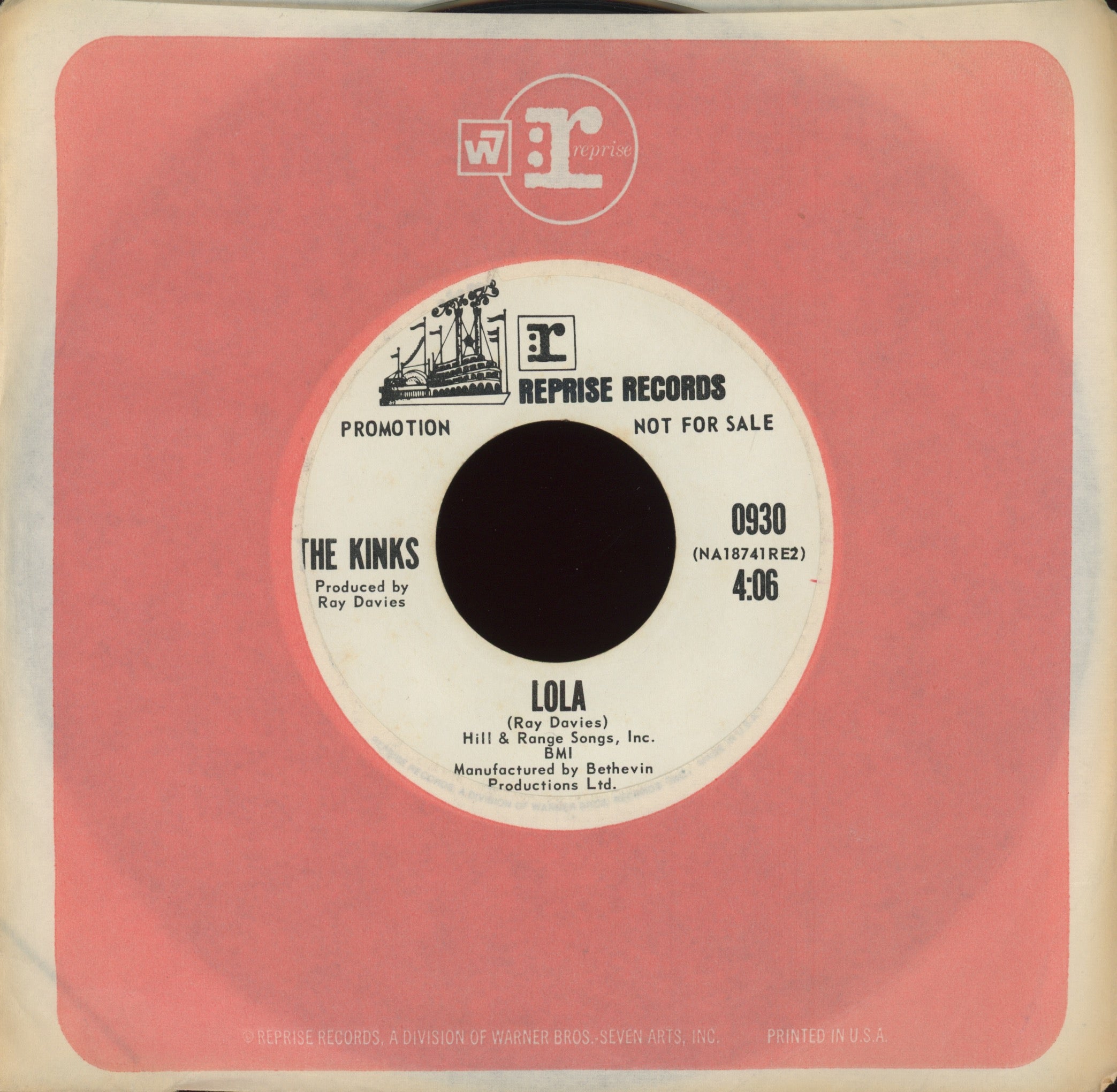The Kinks - Lola on Reprise Promo Rock 45