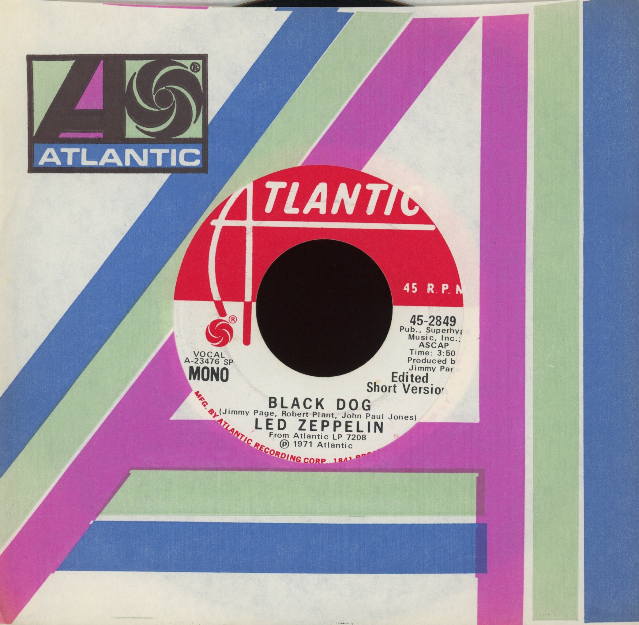 Led Zeppelin - Black Dog (Edited Short Version) on Atlantic Promo Rock 45