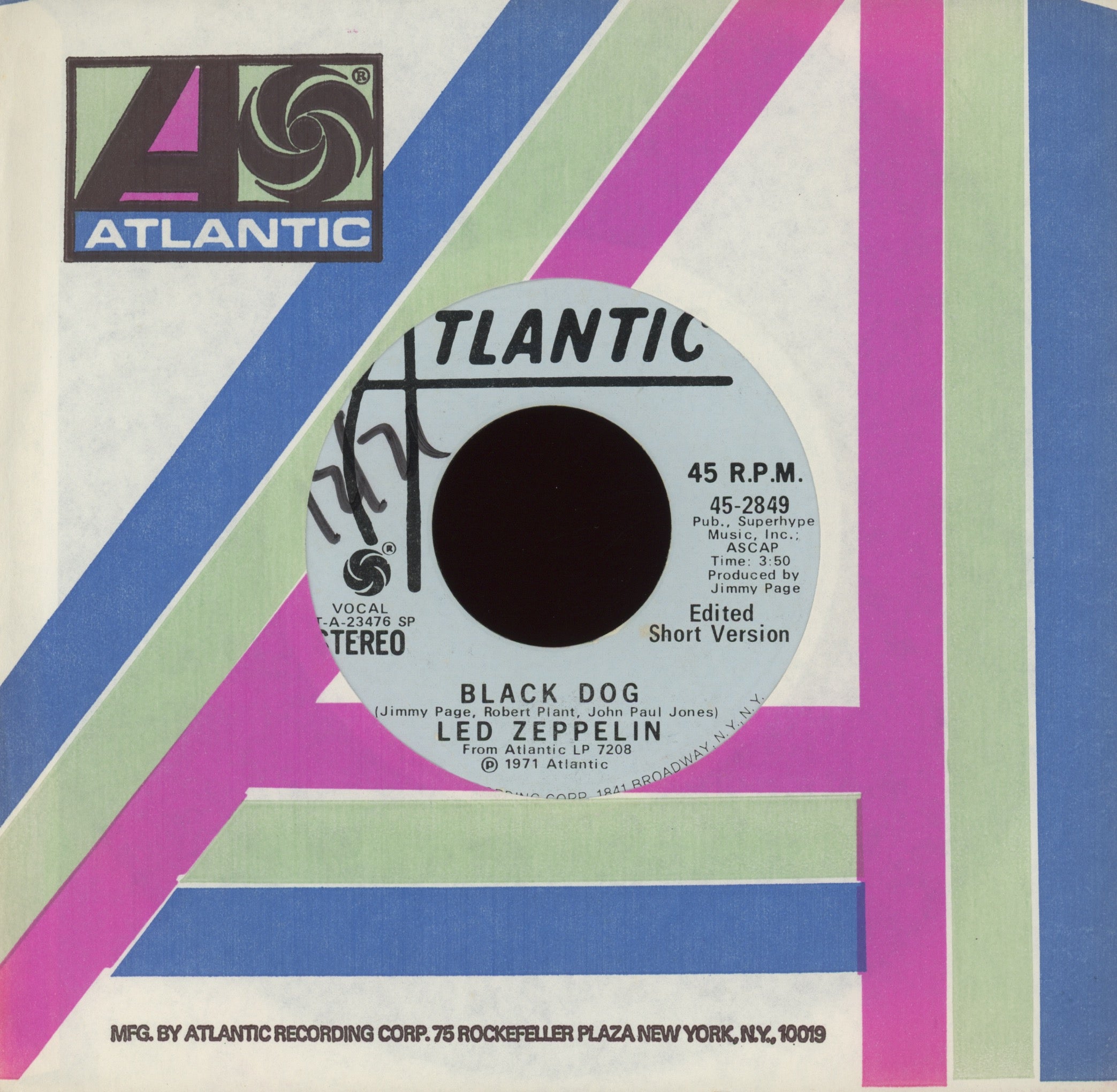 Led Zeppelin - Black Dog (Edited Short Version) on Atlantic Promo Rock 45