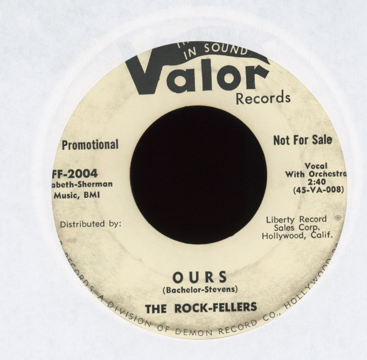 The Rock-Fellers - Orange Peel on Valor Promo Sleazy R&B Rocker 45