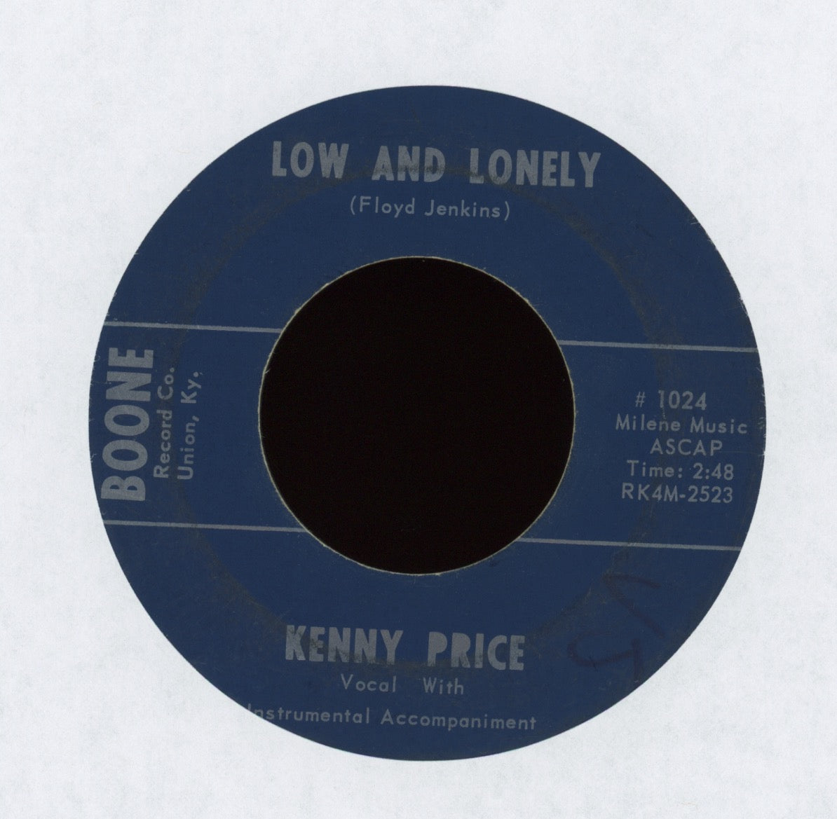 Kenny Price - Low And Lonely on Boone Rockabilly 45