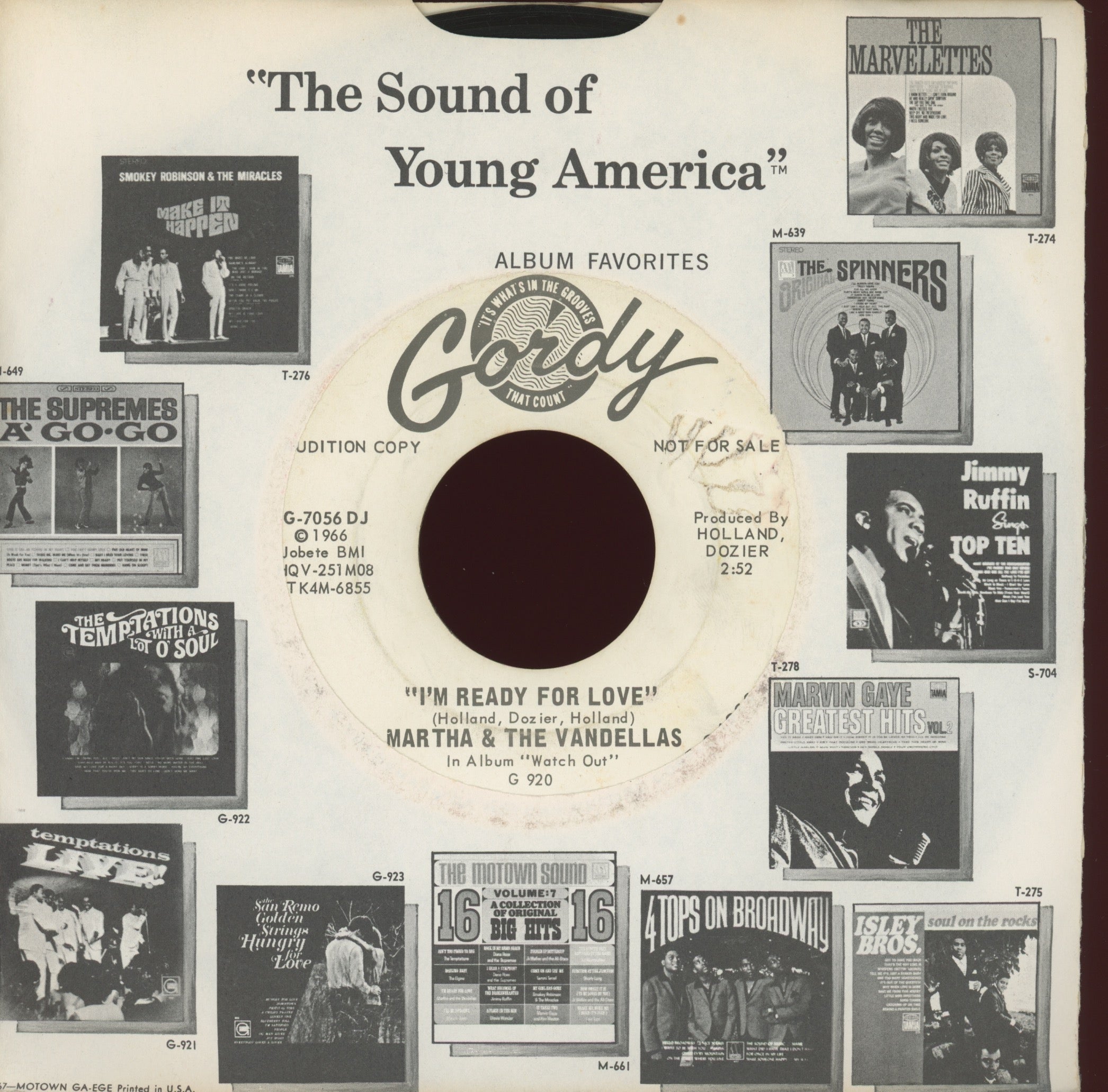 Martha Reeves & The Vandellas - I'm Ready For Love on Gordy Promo Northern Soul 45