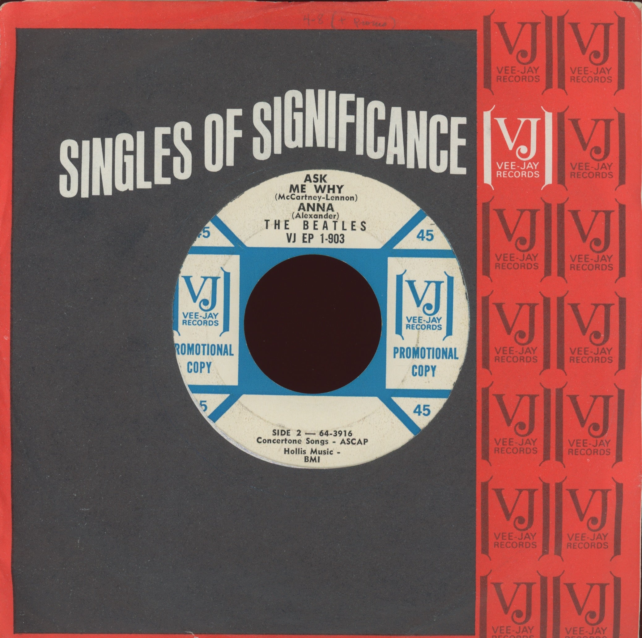 The Beatles - Souvenir Of Their Visit To America on Vee Jay Rare Promo With Company Sleeve