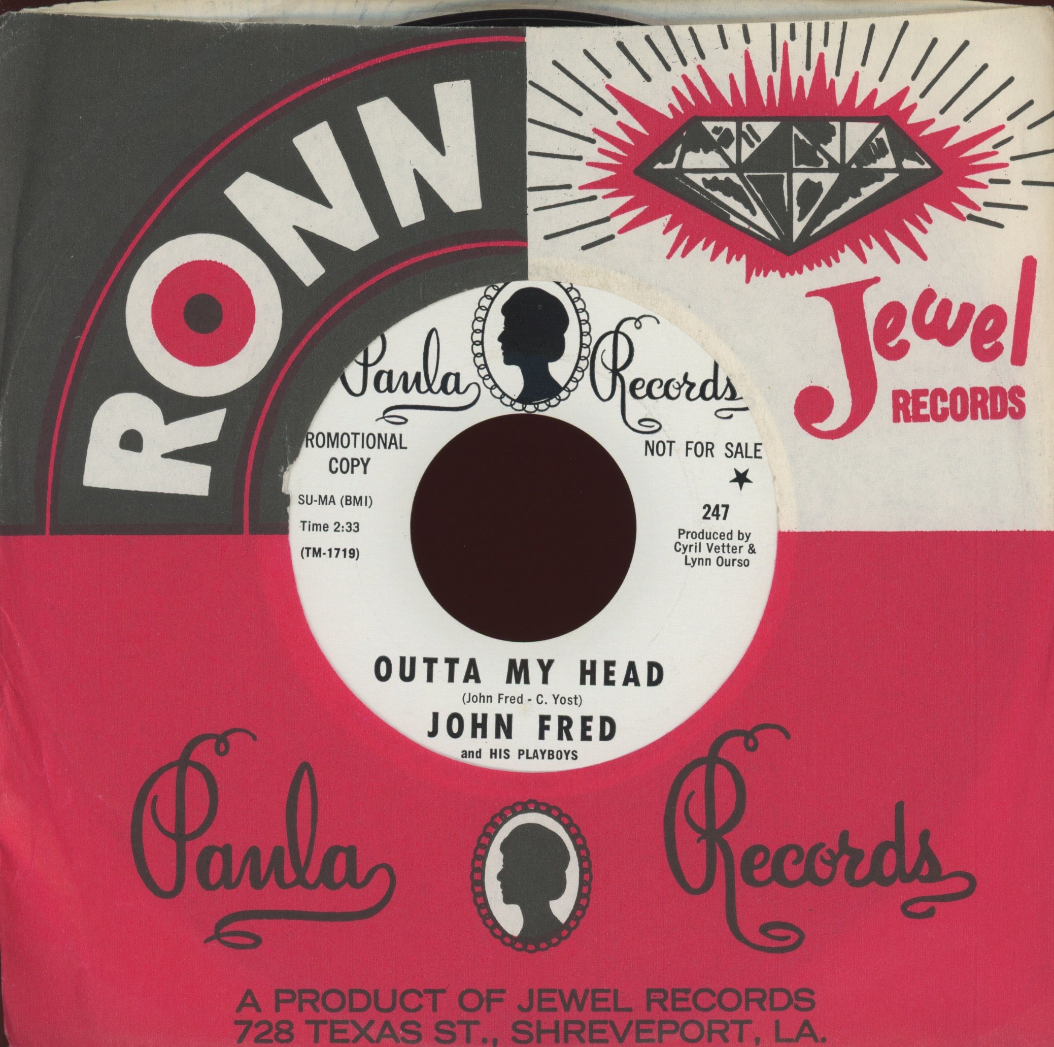 John Fred & His Playboy Band - Outta My Head Paula Promo Garage 45